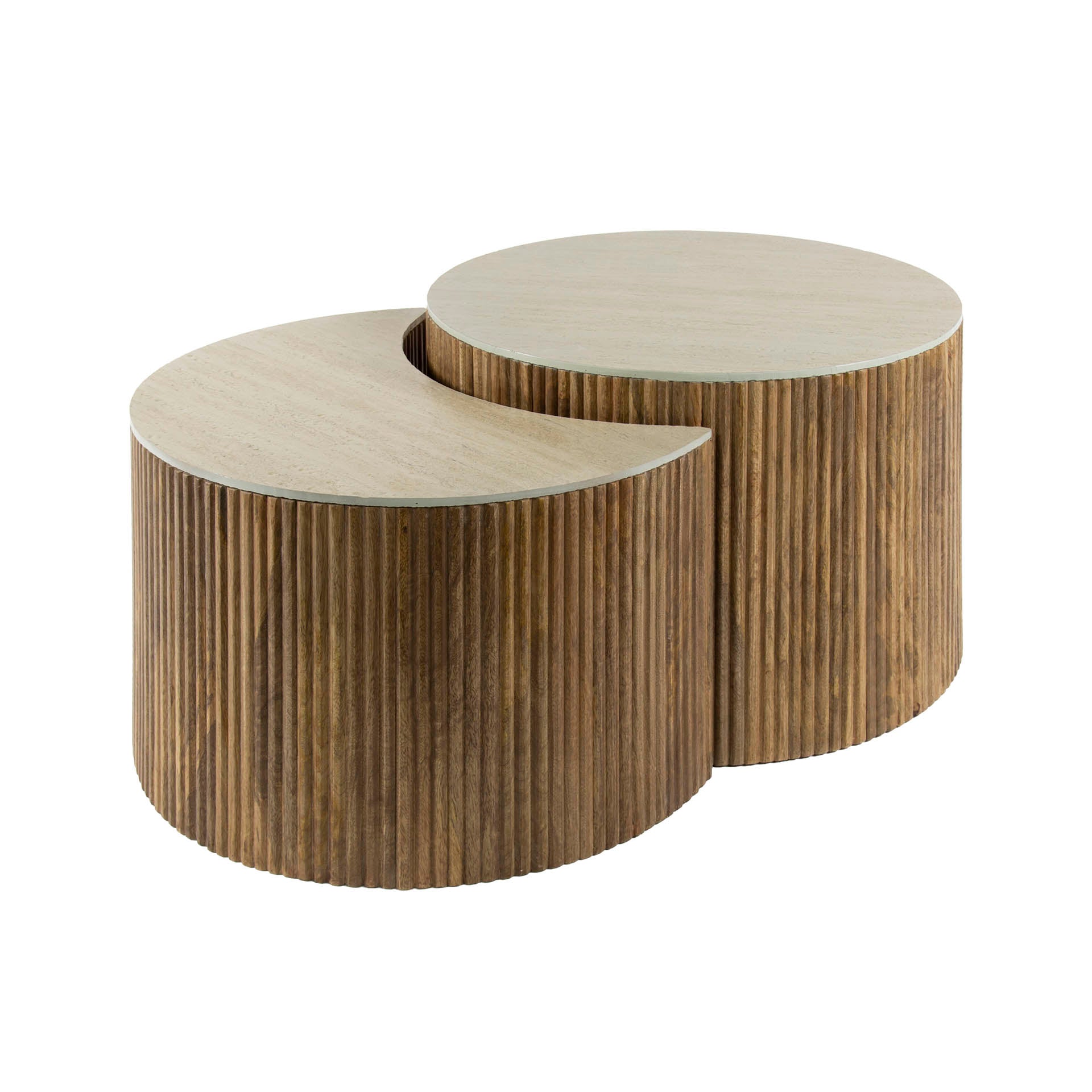 Salontafel Nuovo Half Rond Set Van 2 Massief Mango Zand