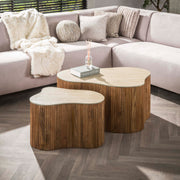 Salontafel Nuovo shamrock set van 2 / Massief mango zand