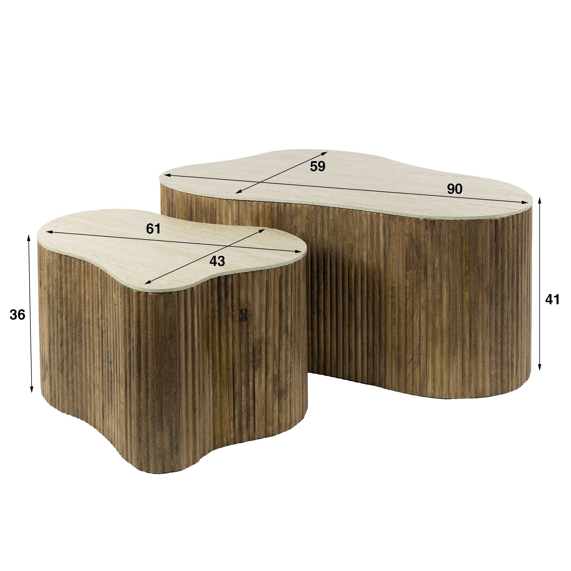 Salontafel Nuovo Shamrock Set Van 2 Massief Mango Zand