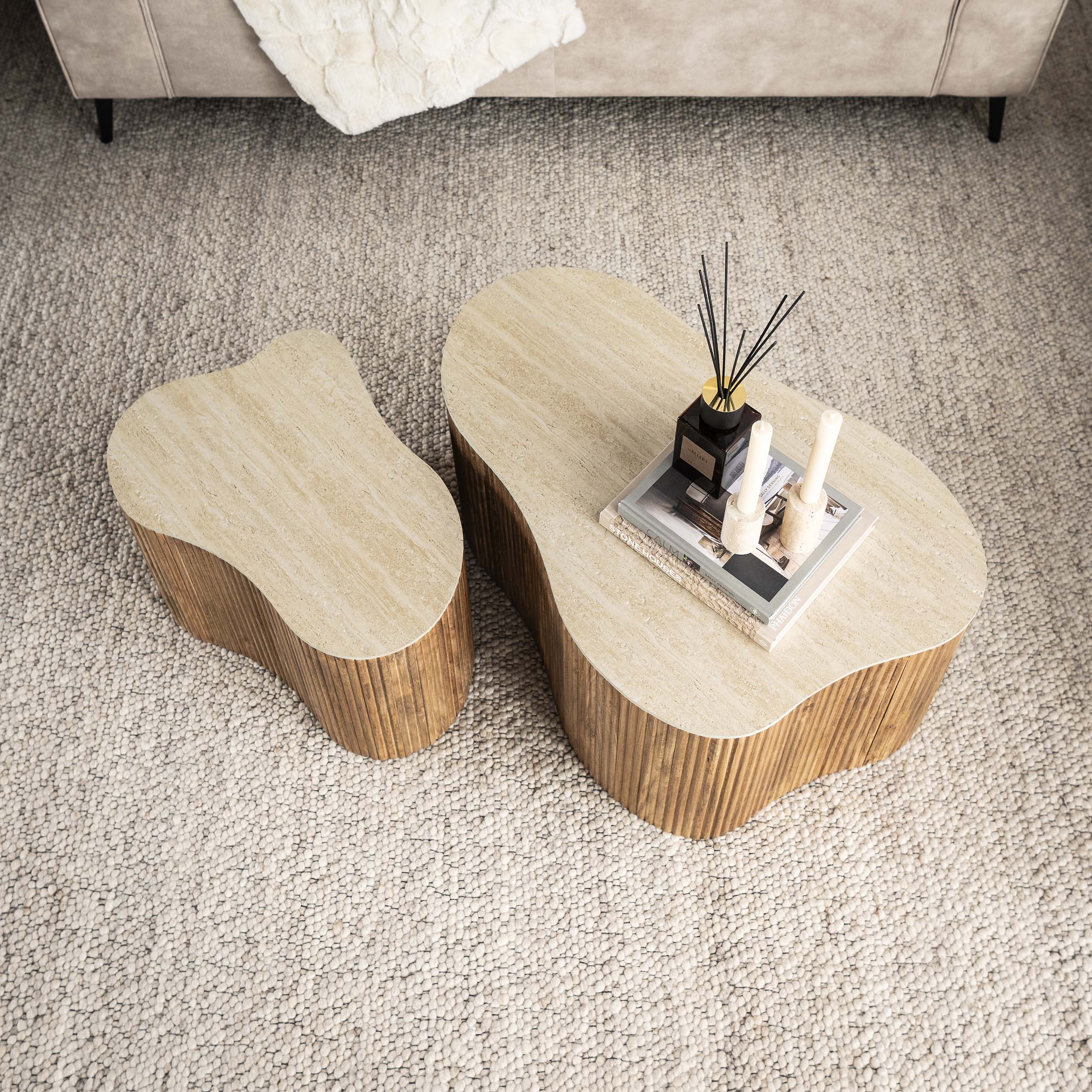 Salontafel Nuovo Shamrock Set Van 2 Massief Mango Zand