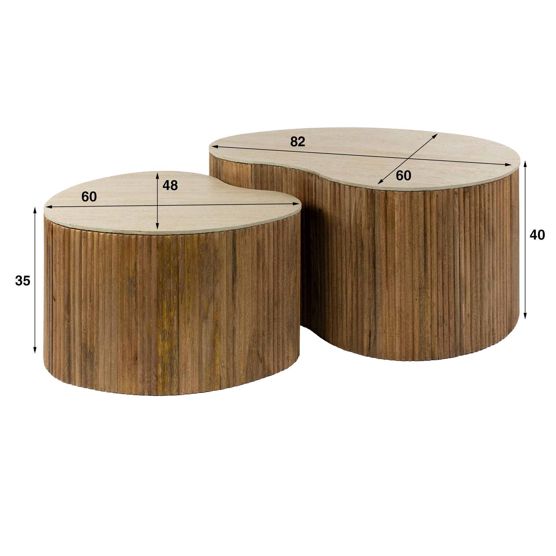 Salontafel Nuovo Niervormig Set Van 2 Massief Mango Zand