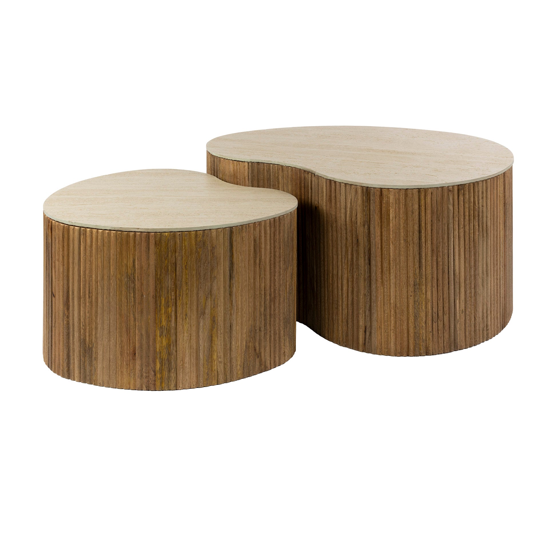 Salontafel Nuovo Niervormig Set Van 2 Massief Mango Zand