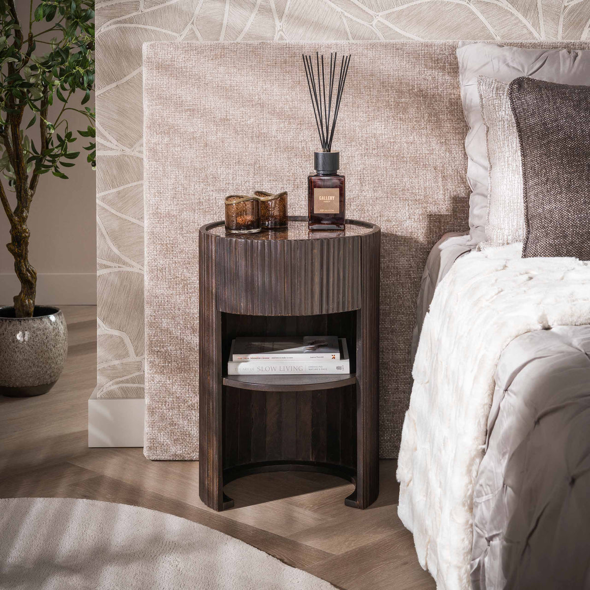 Nachtkastje Empera 1 lade / Keramiek dark emperador