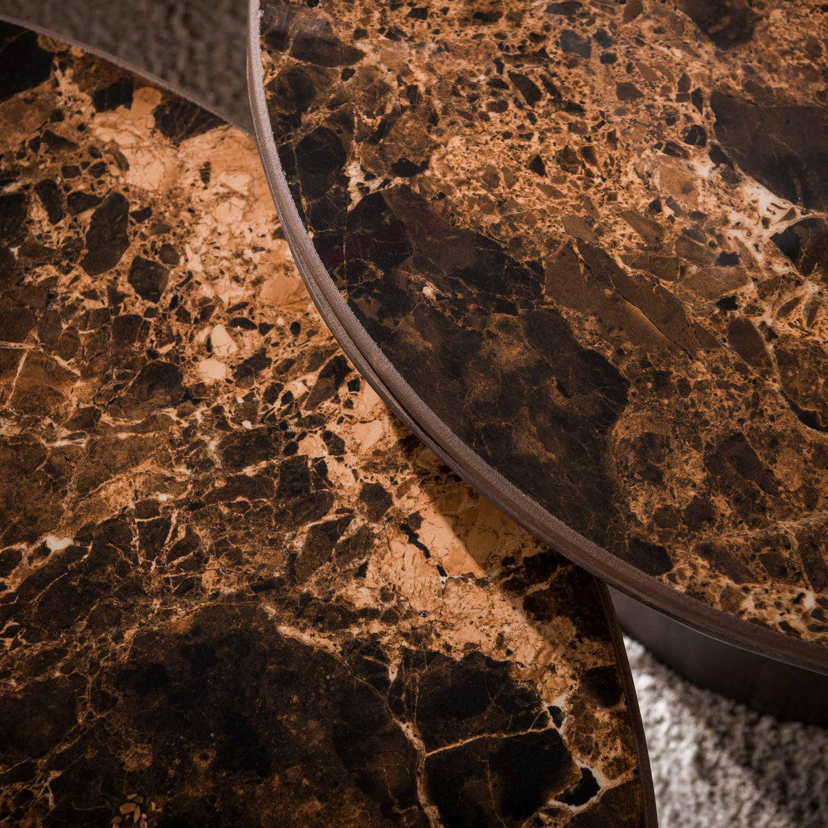 Salontafel Empera rond set van 2 / Keramiek dark emperador