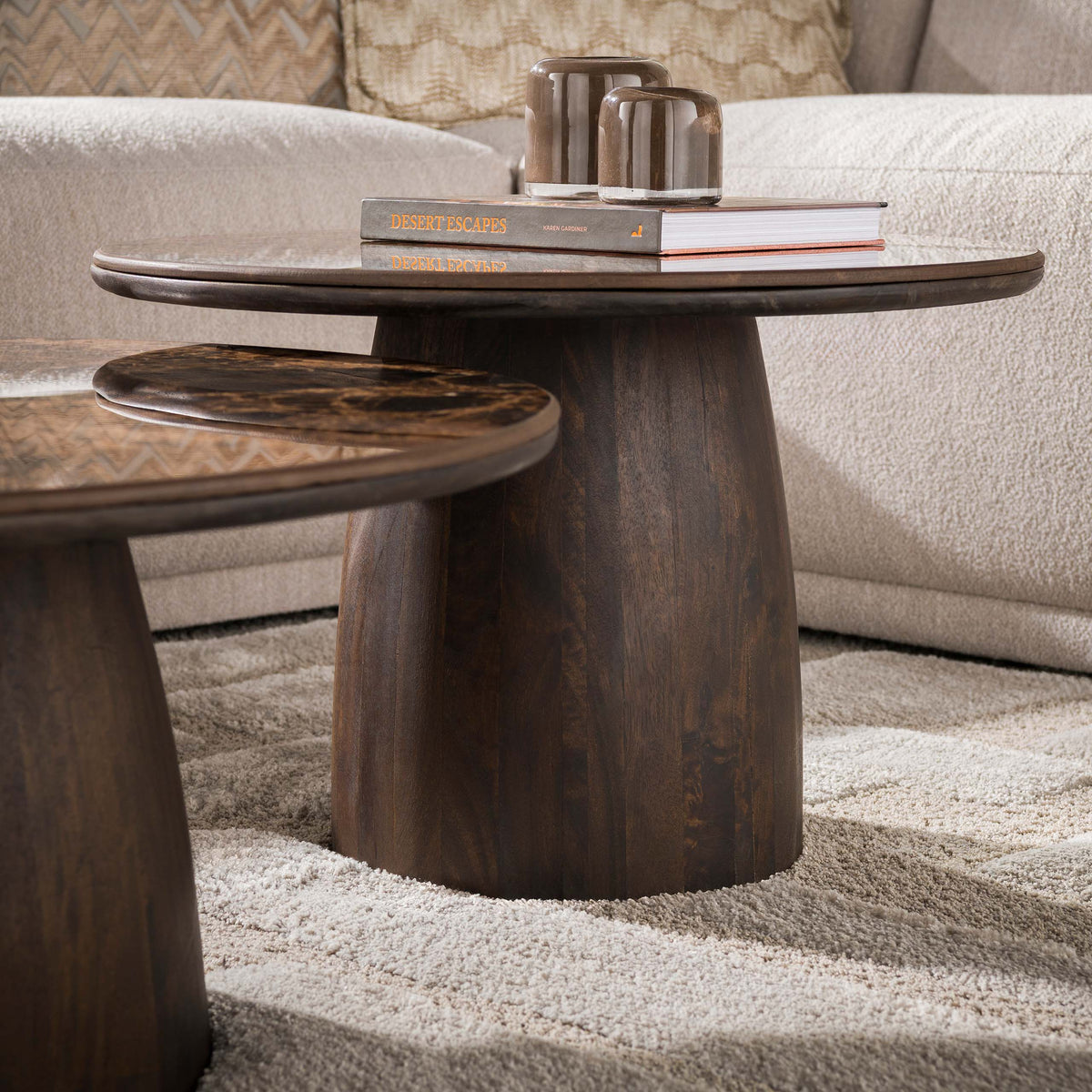 Salontafel Empera rond set van 2 / Keramiek dark emperador