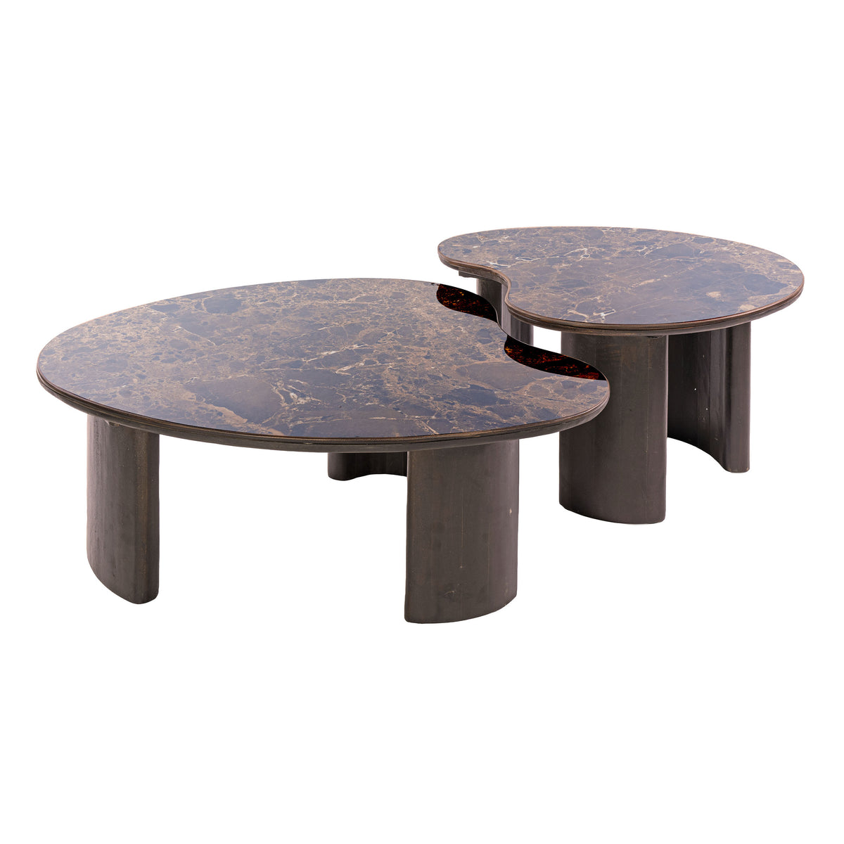 Salontafel Empera niervormig set van 2 / Keramiek dark emperador