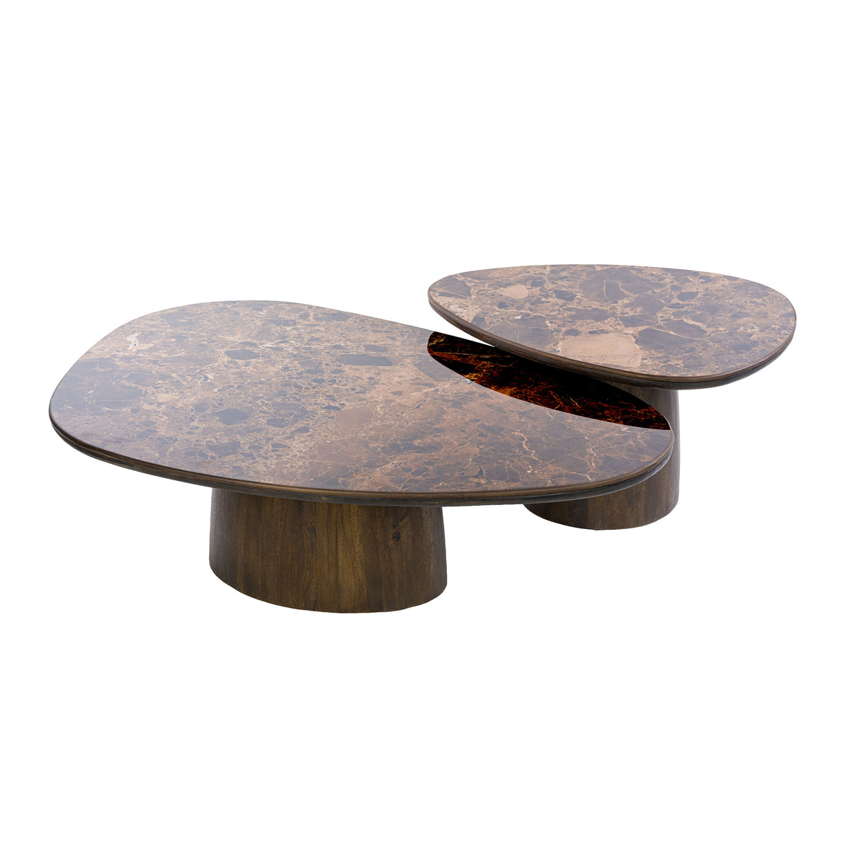 Salontafel Empera driehoekig set van 2 / Keramiek dark emperador