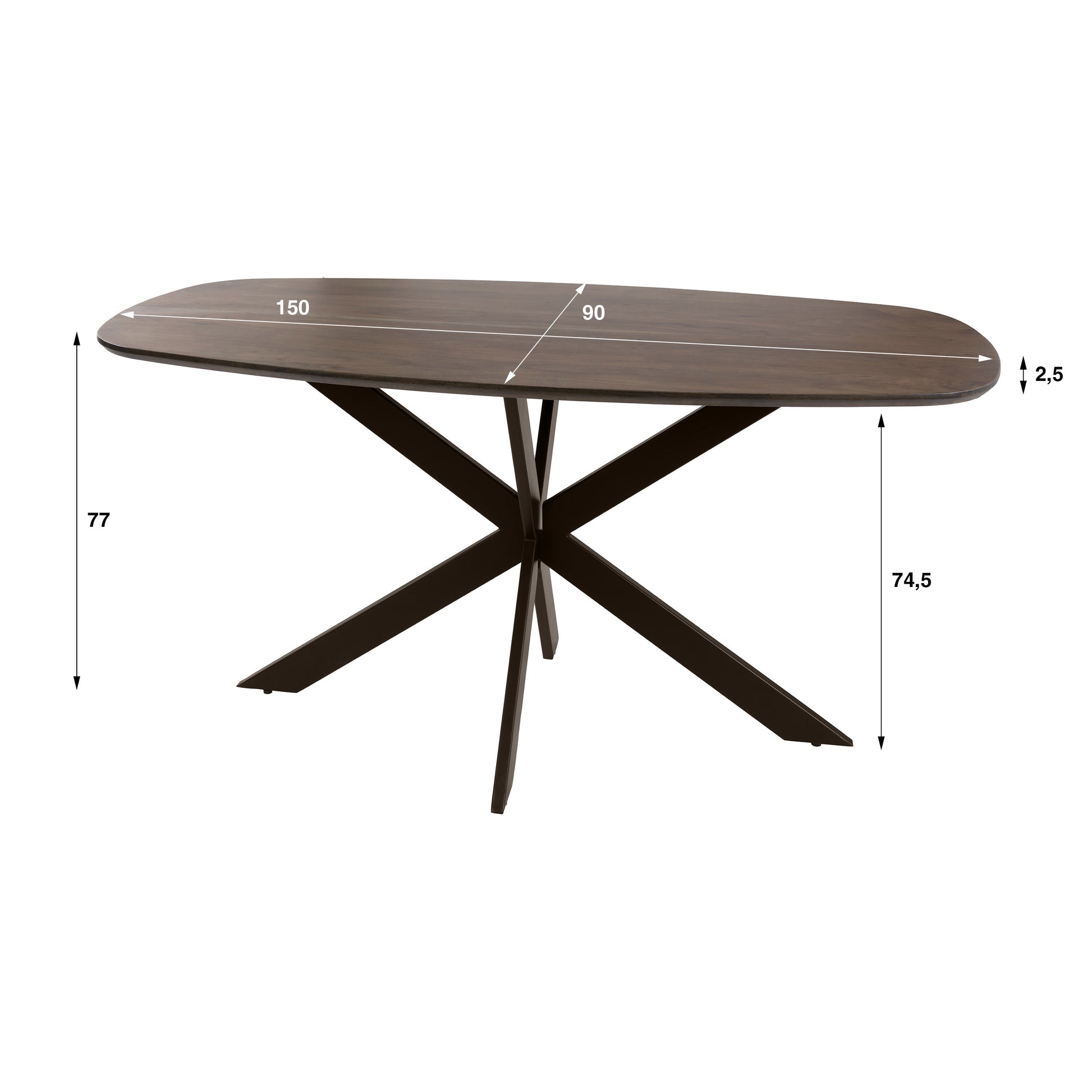 Eettafel Arhus Solid deens ovaal 150cm / Massief acacia bruin