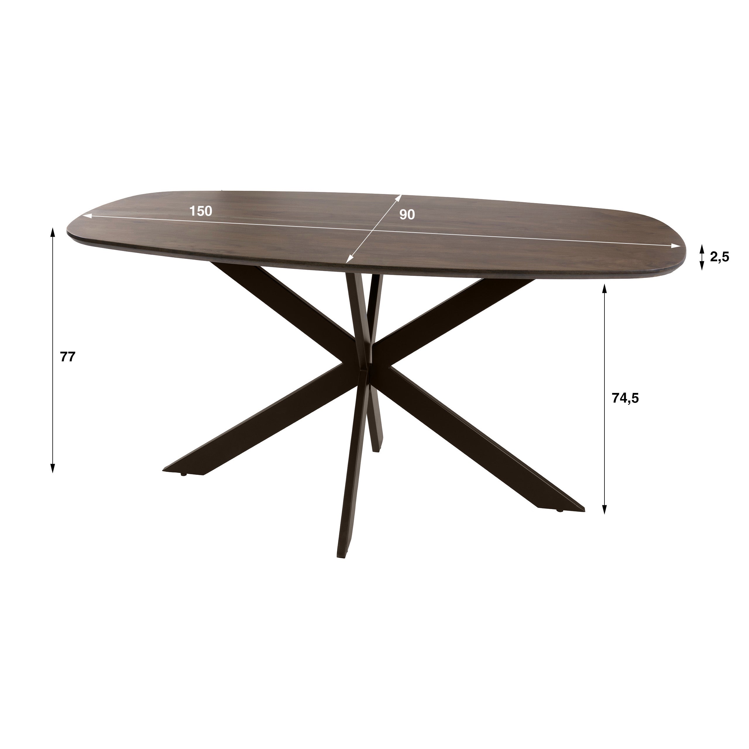 Eettafel Arhus Solid deens ovaal 150cm / Massief acacia bruin