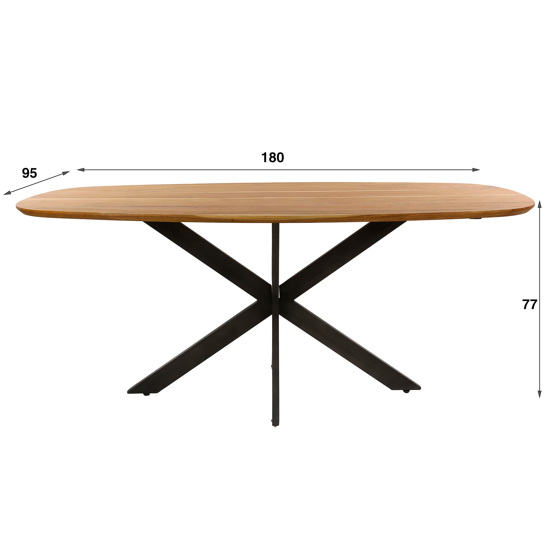 Eettafel Arhus Solid Deens Ovaal 180Cm Massief Acacia