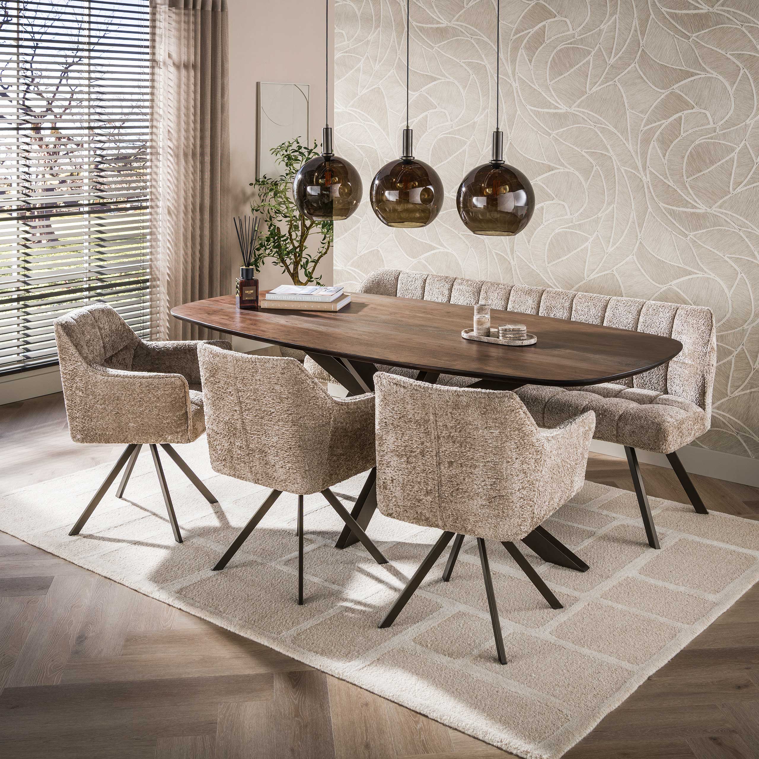 Eettafel Arhus Solid deens ovaal 215cm / Massief acacia bruin