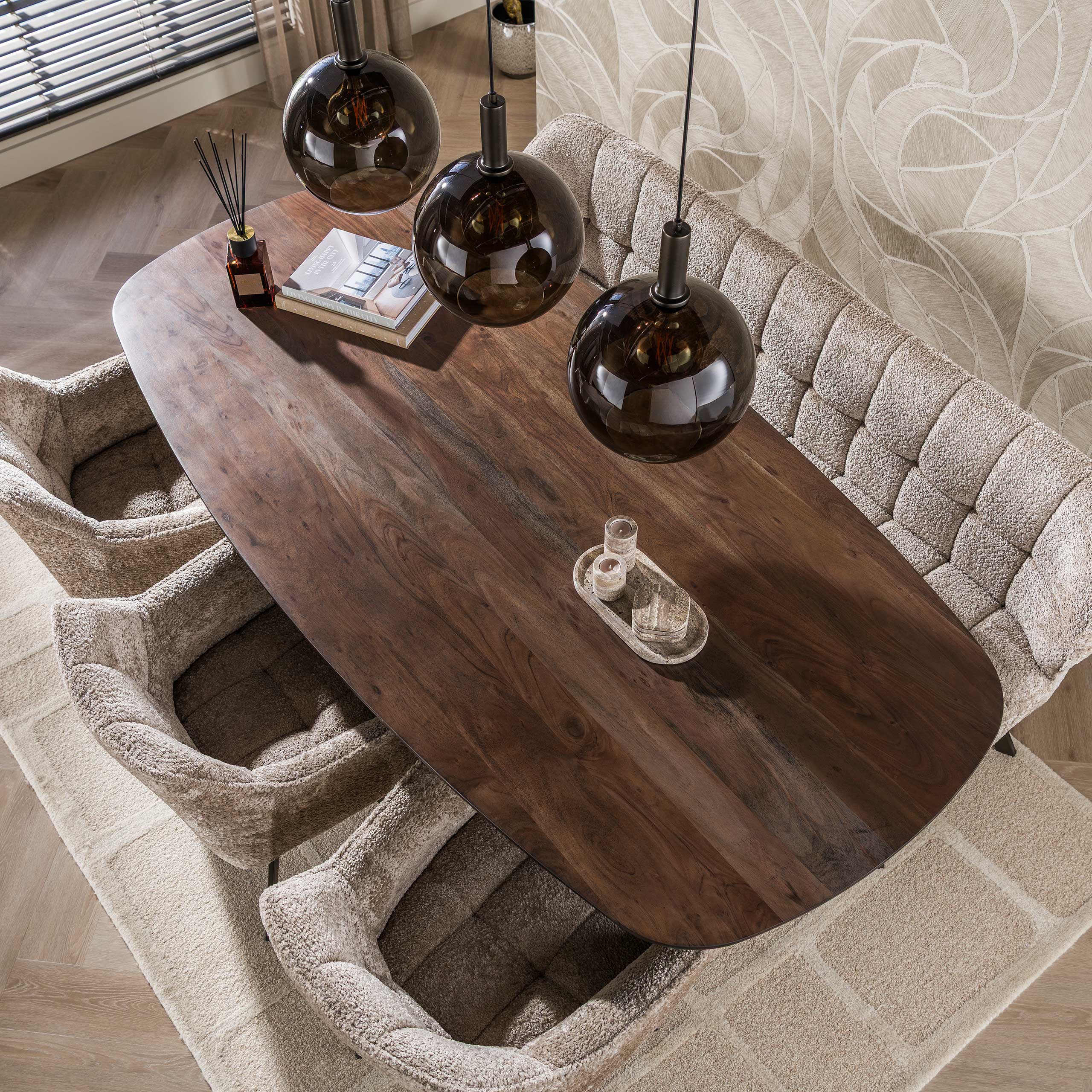 Eettafel Arhus Solid deens ovaal 215cm / Massief acacia bruin