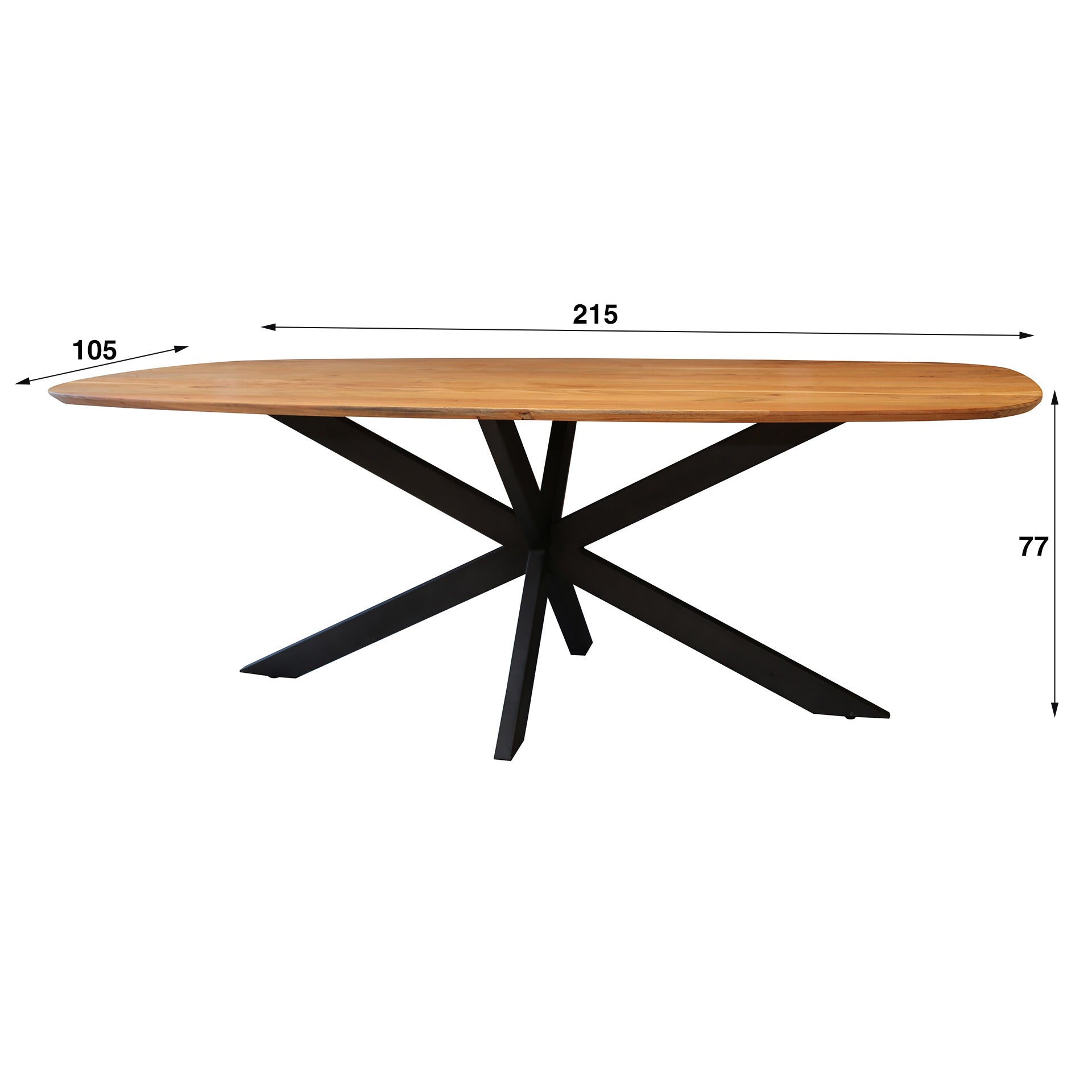 Eettafel Arhus Solid Deens Ovaal 215Cm Massief Acacia