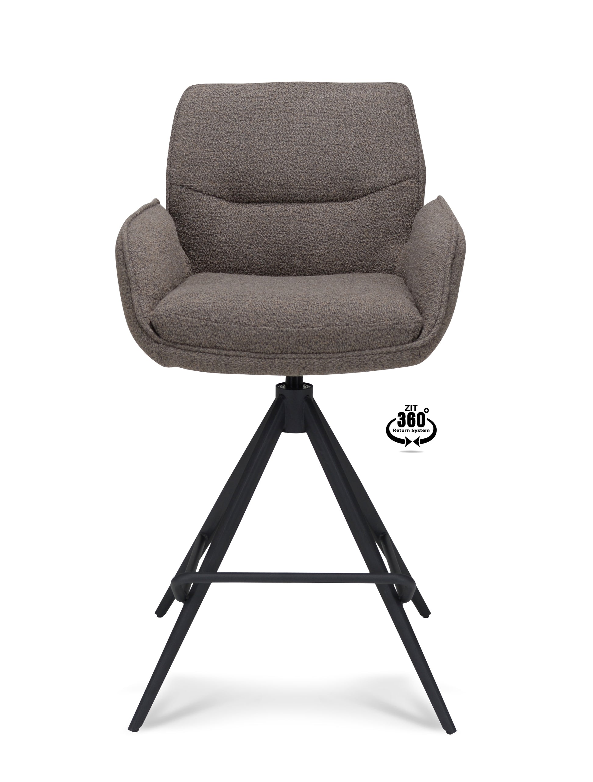 Barkruk met armleuning Bliss - ZH 65 Stof Alpine Bruin Leg Black 360° Return-system