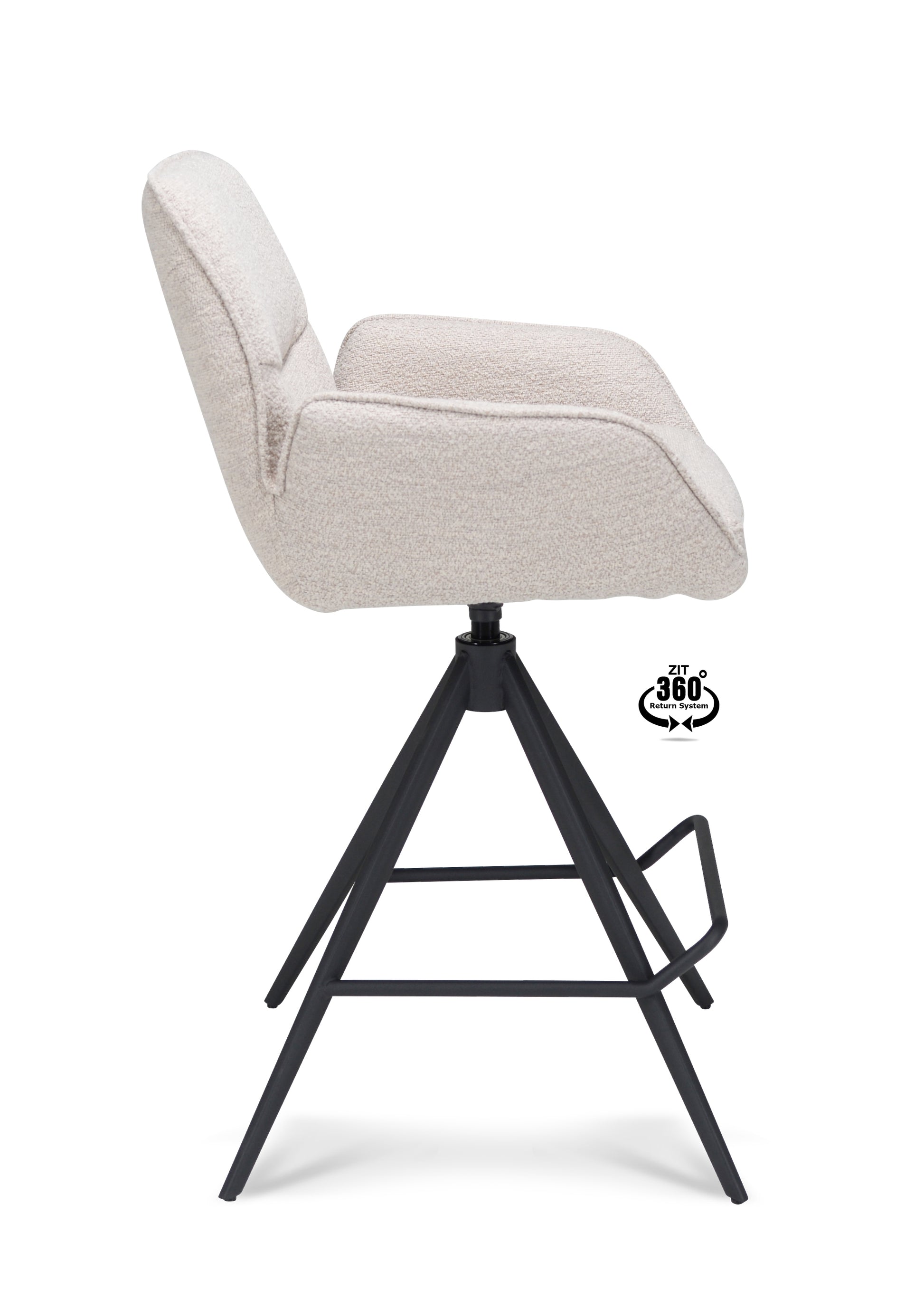 Barkruk met armleuning Bliss - ZH 65 Stof Alpine Natural Leg Black 360° Return-system