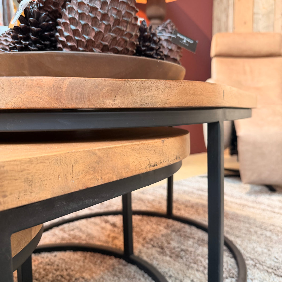 Salontafel set Brandon | 3-delig | Ovaal Mangohout met Metaal