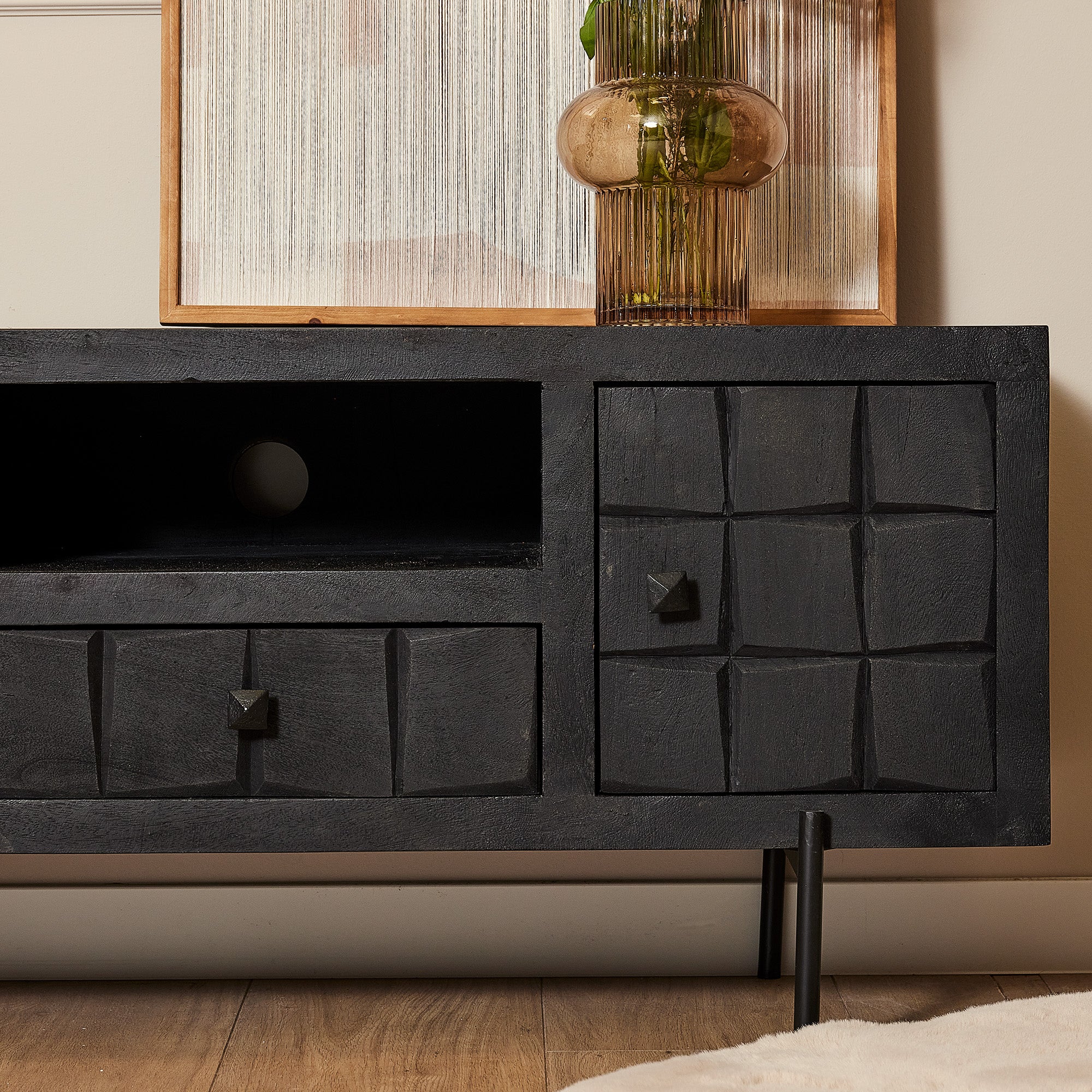 Tv meubel Brandy Zwart Mangohout 120 cm