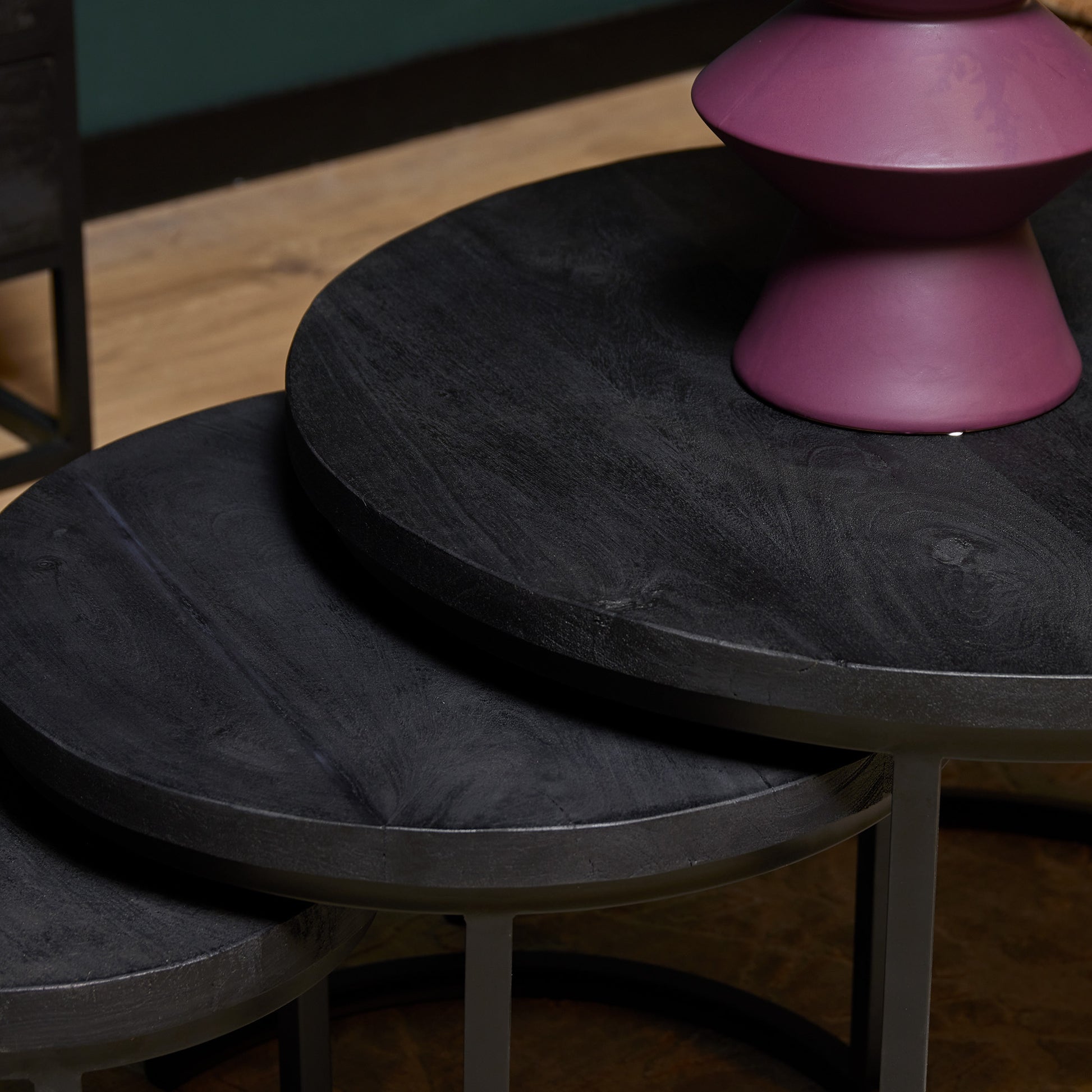 Salontafel set Triole Zwart Mangohout 70 cm