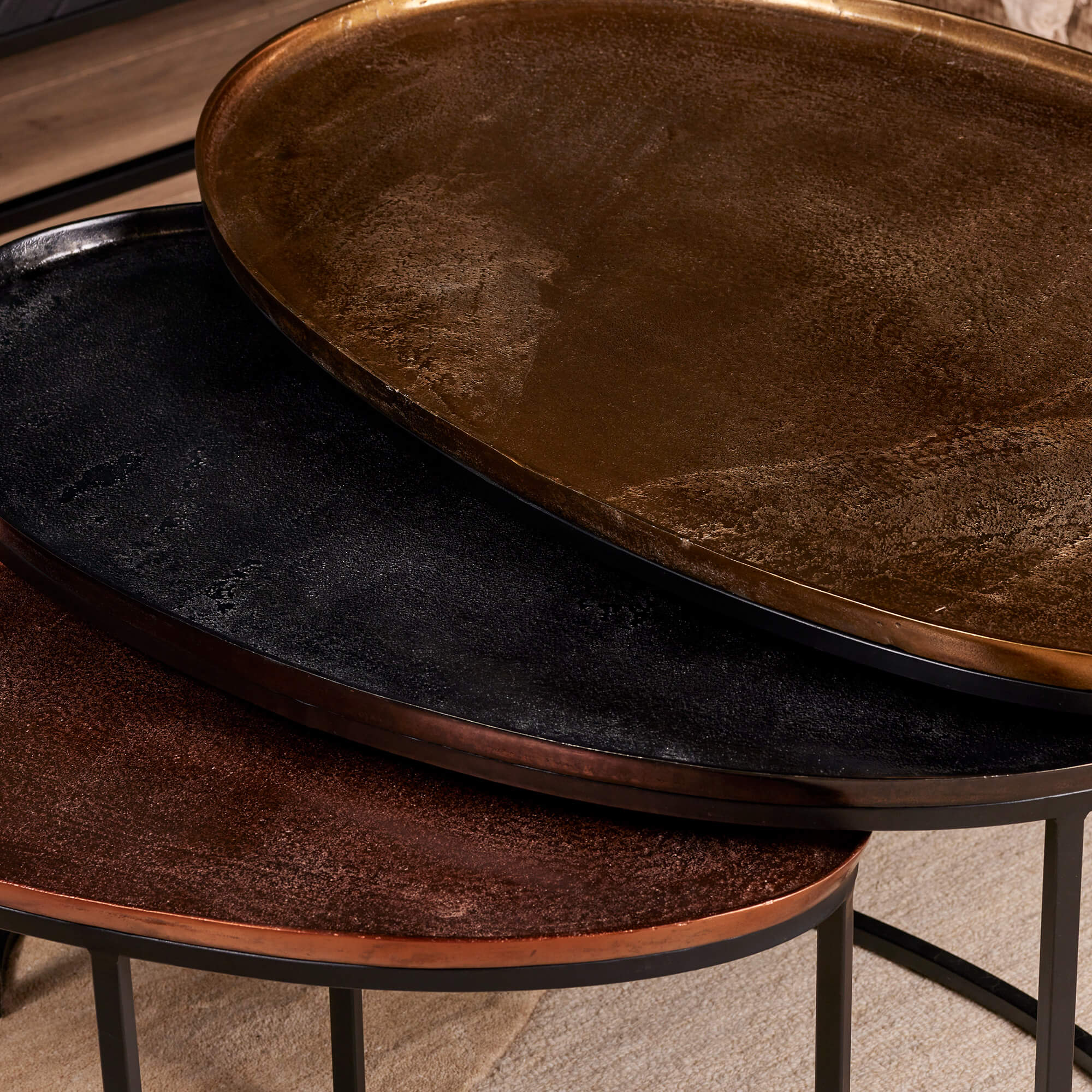 Salontafel set Raley Brons/zwart Aluminium 100 cm