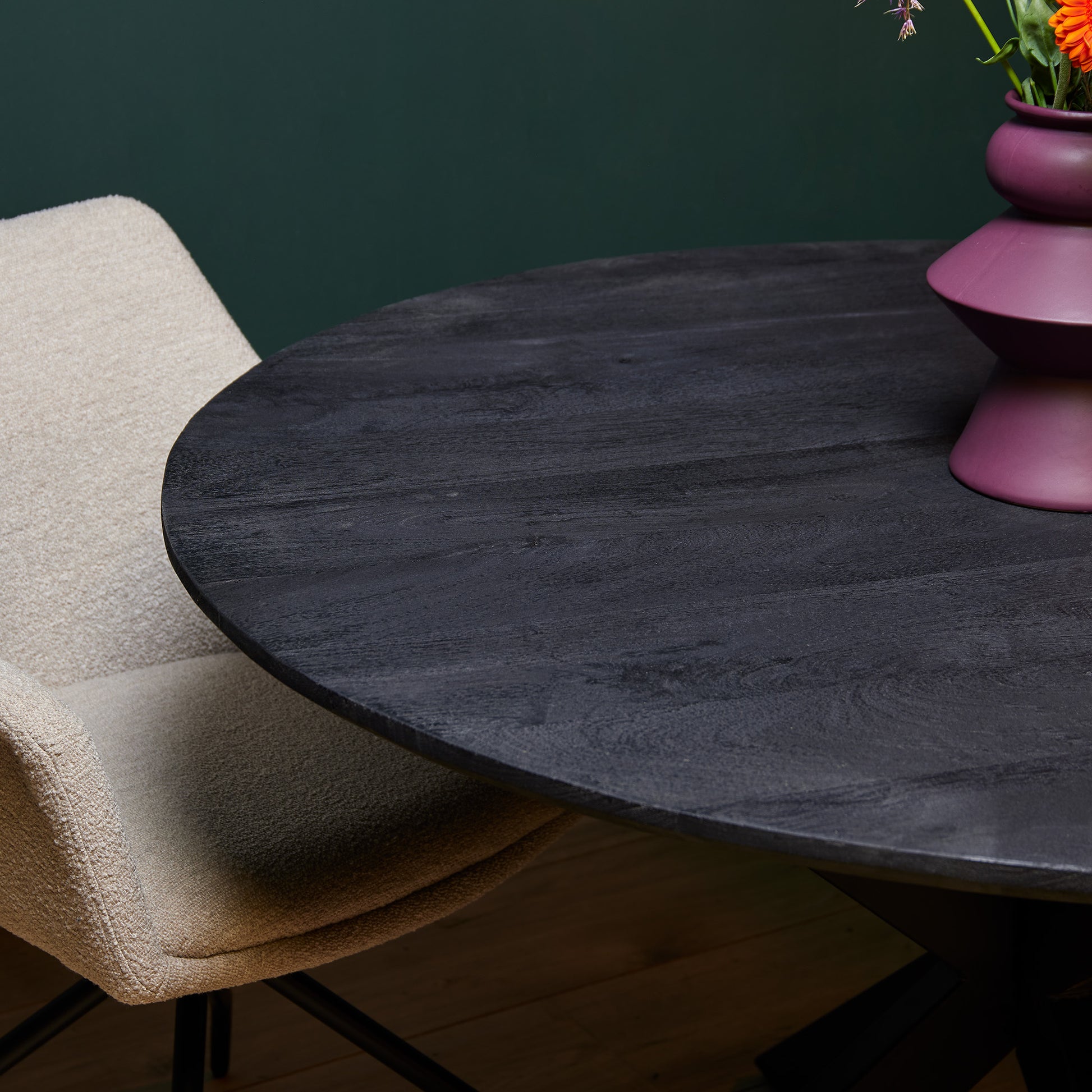 Ronde eettafel New York Zwart Mangohout 120 cm