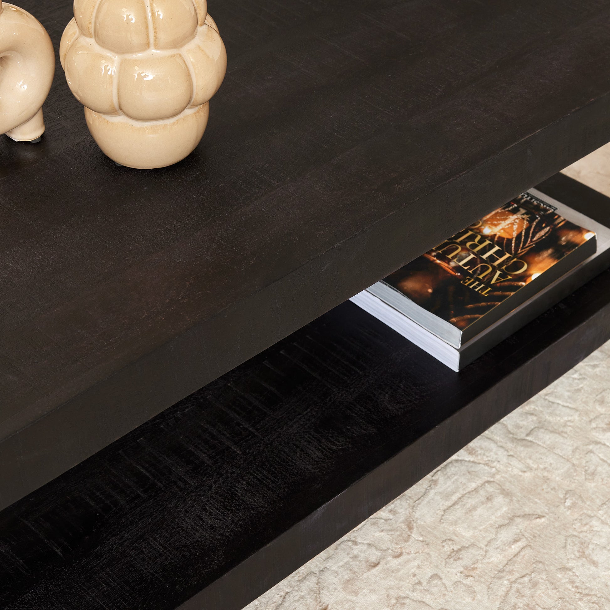 Salontafel Boaz met onderblad Zwart Mangohout 110 cm