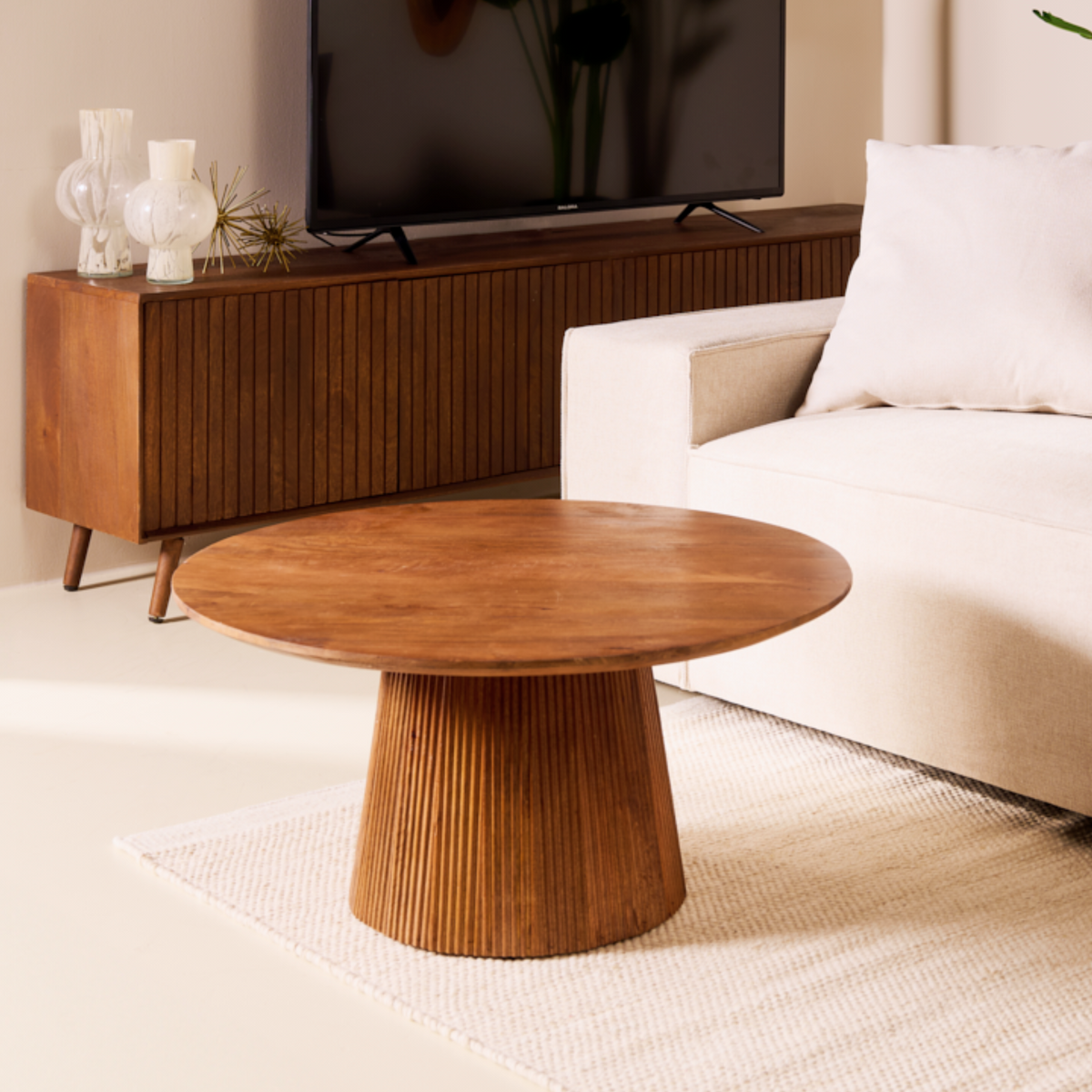 Bijzettafel Mokka - Lichtbruin Ø 80 cm – foto 6