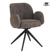 Eetkamerstoel Oslo - Bruin met armleuning - eetkamerstoel in chenille, vooraanzicht