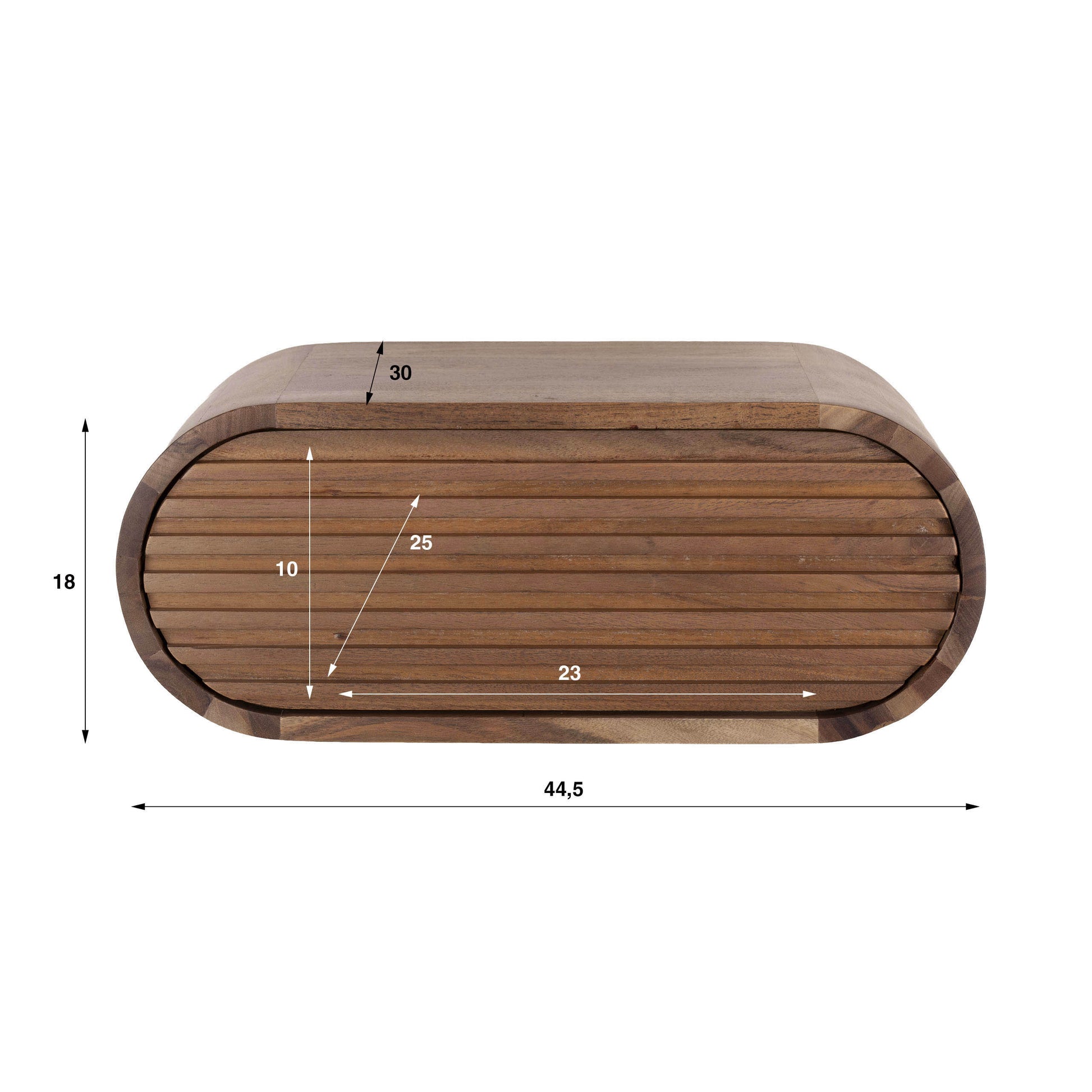 Nachtkastje Ovalo zwevend 1 lade / Massief acacia bruin
