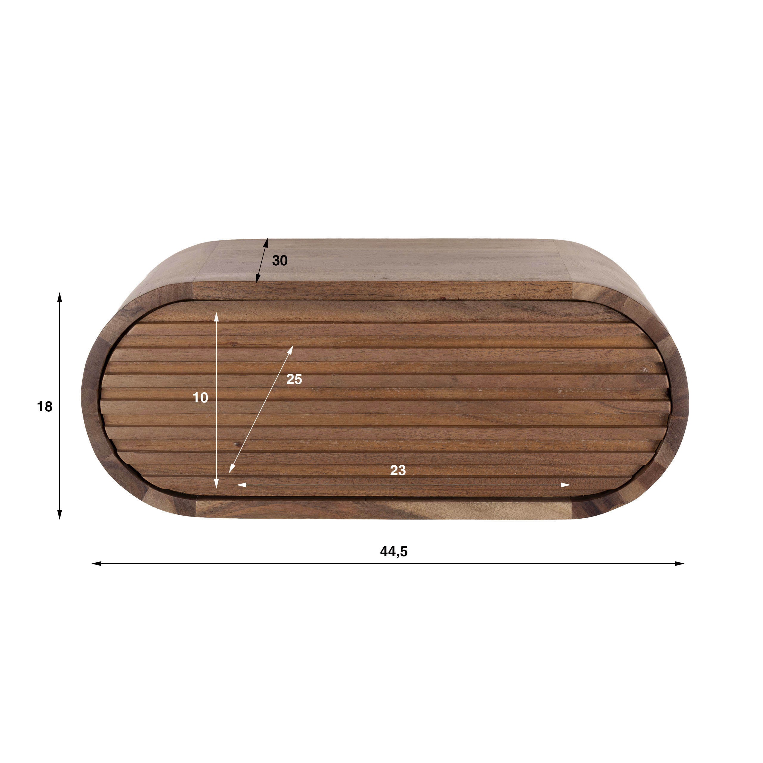 Nachtkastje Ovalo zwevend 1 lade / Massief acacia bruin