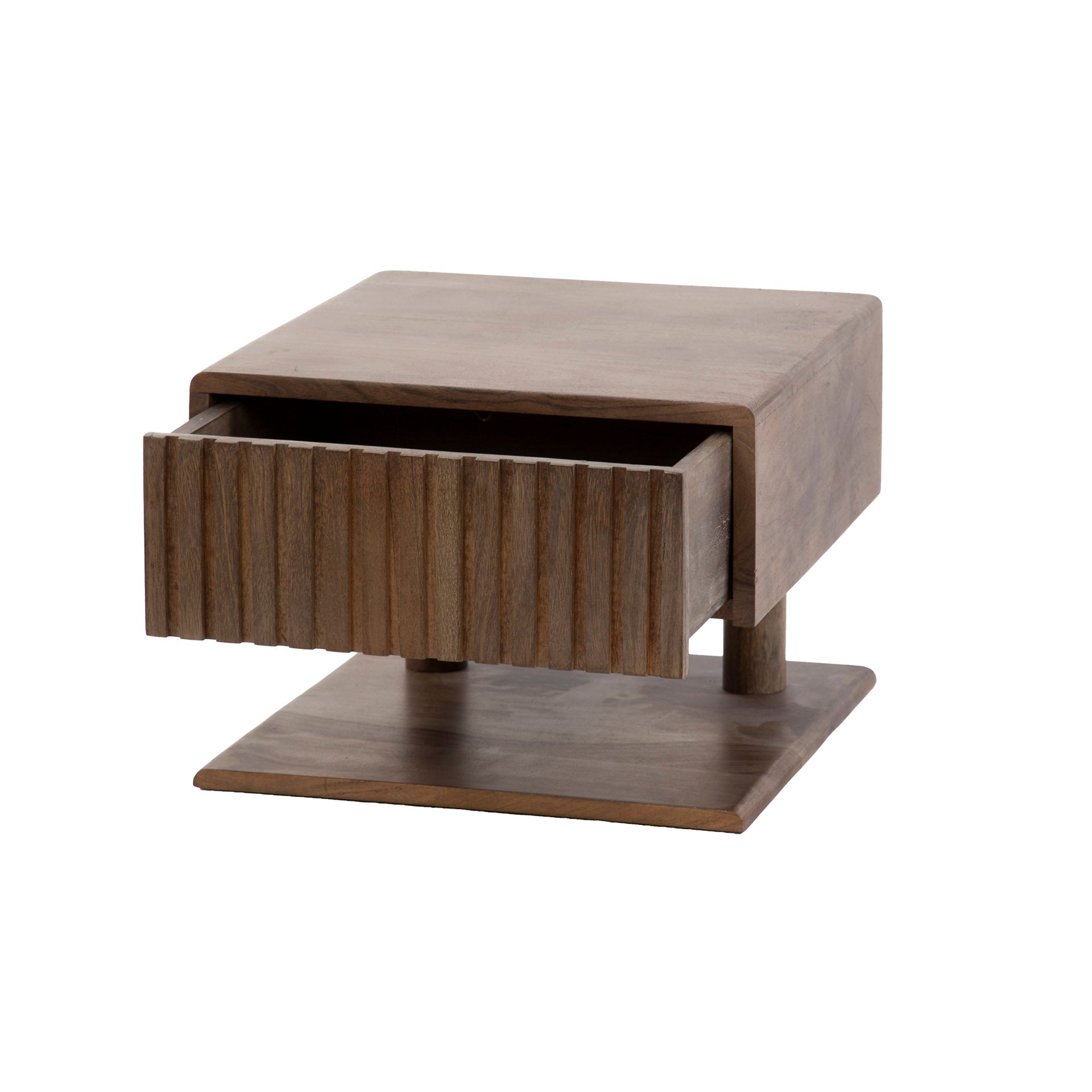 Nachtkastje Carve Shelve Zwevend 1 Lade Massief Acacia Bruin