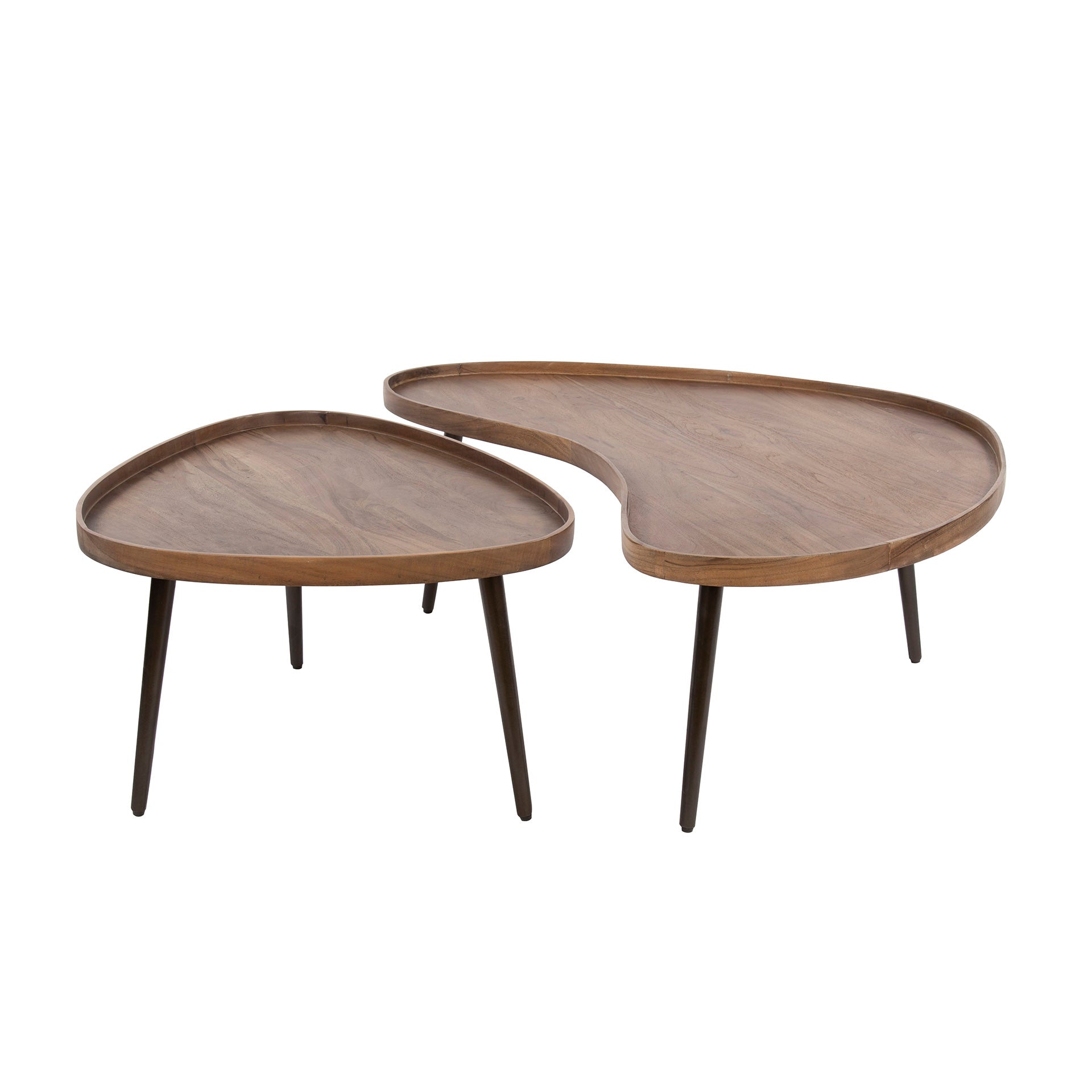 Salontafel Carve Organisch Set Van 2 Massief Acacia Bruin