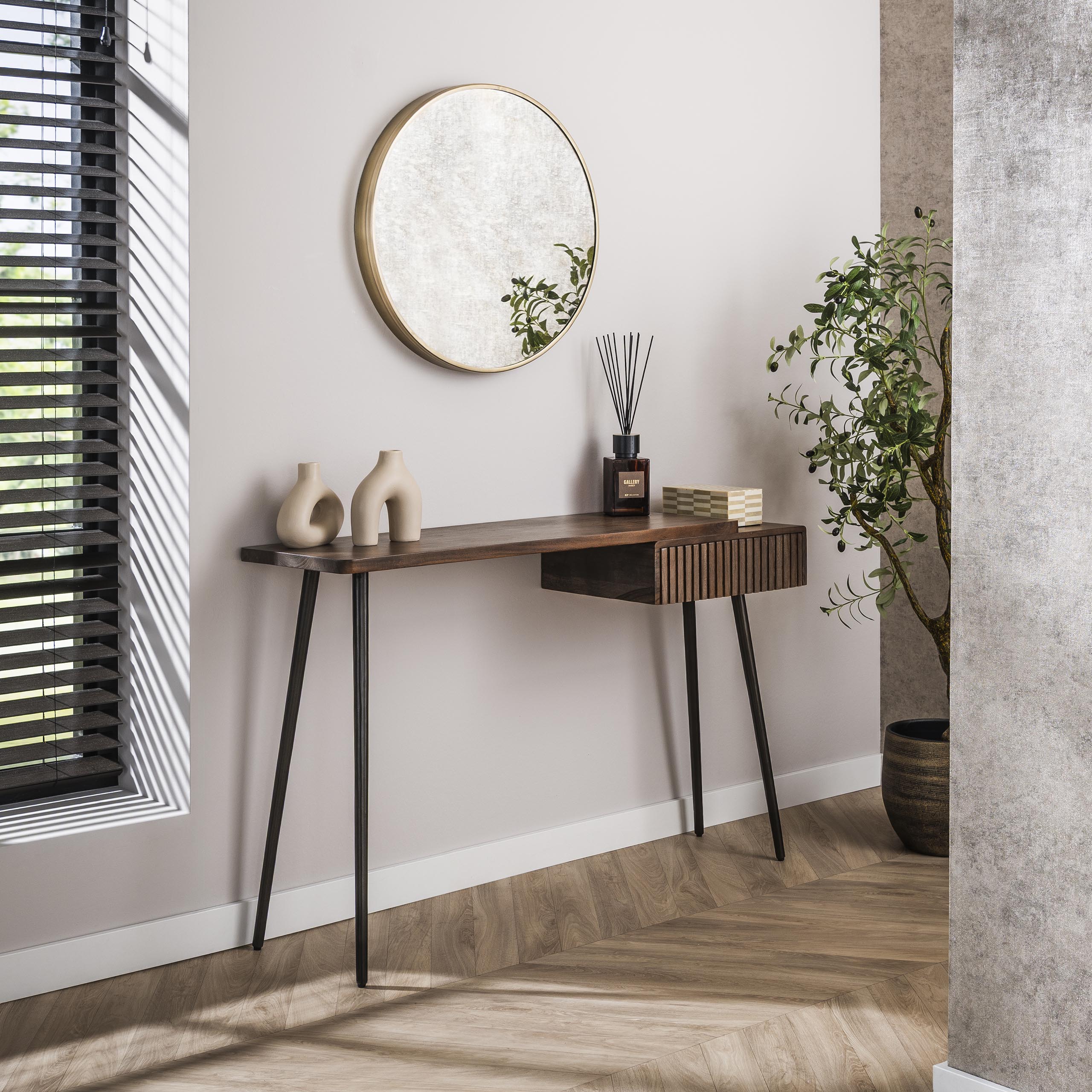 Hal Kaptafel Carve 1 Lade Massief Acacia Bruin