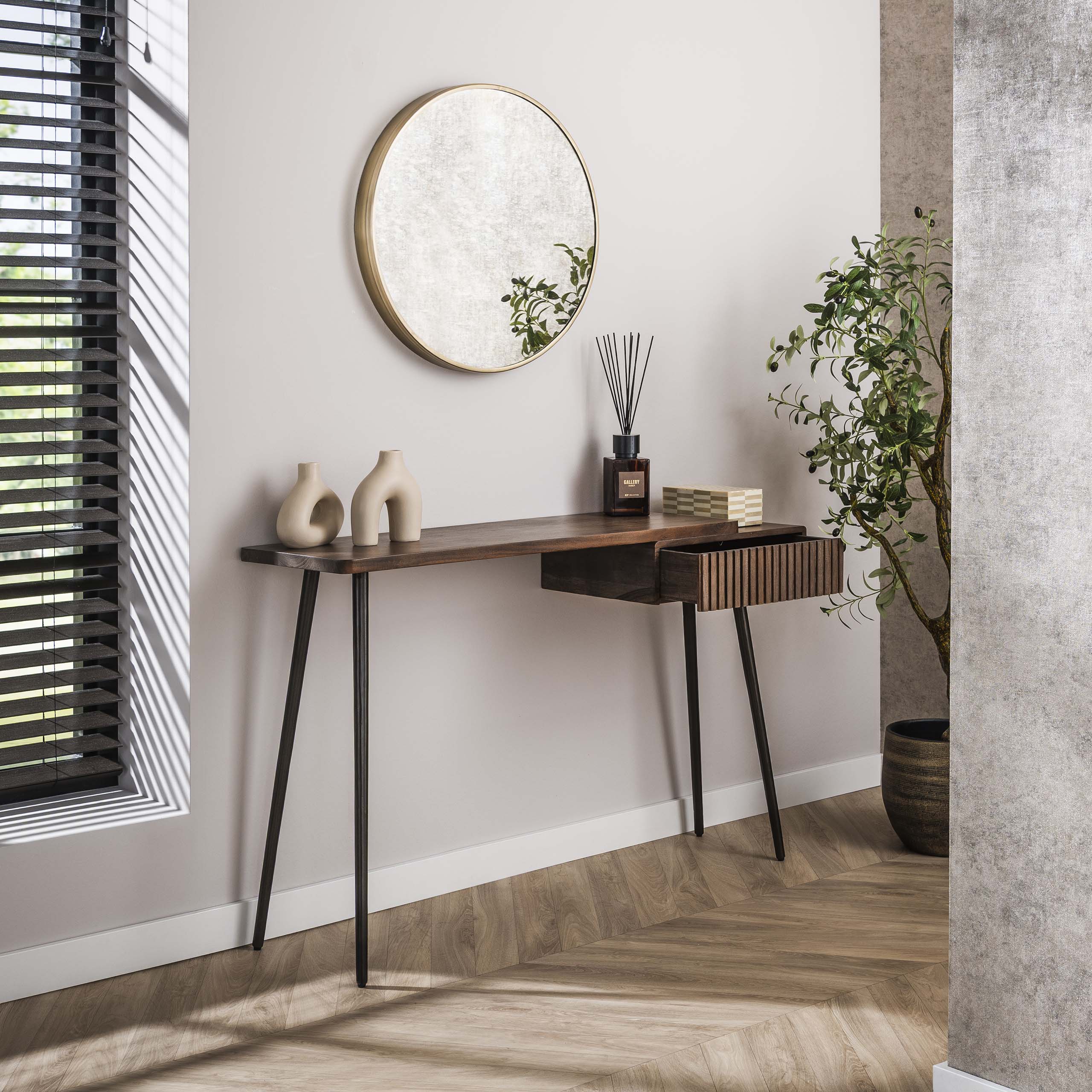 Hal Kaptafel Carve 1 Lade Massief Acacia Bruin