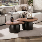 Salontafel Melta set van 2 / Massief acacia bruin