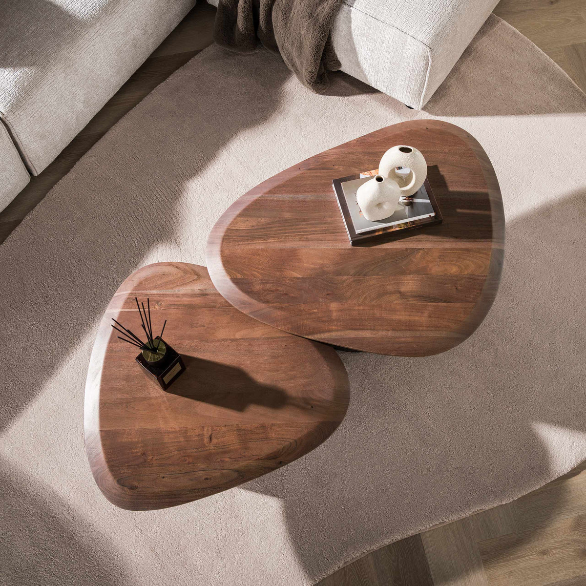 Salontafel Melta set van 2 / Massief acacia bruin