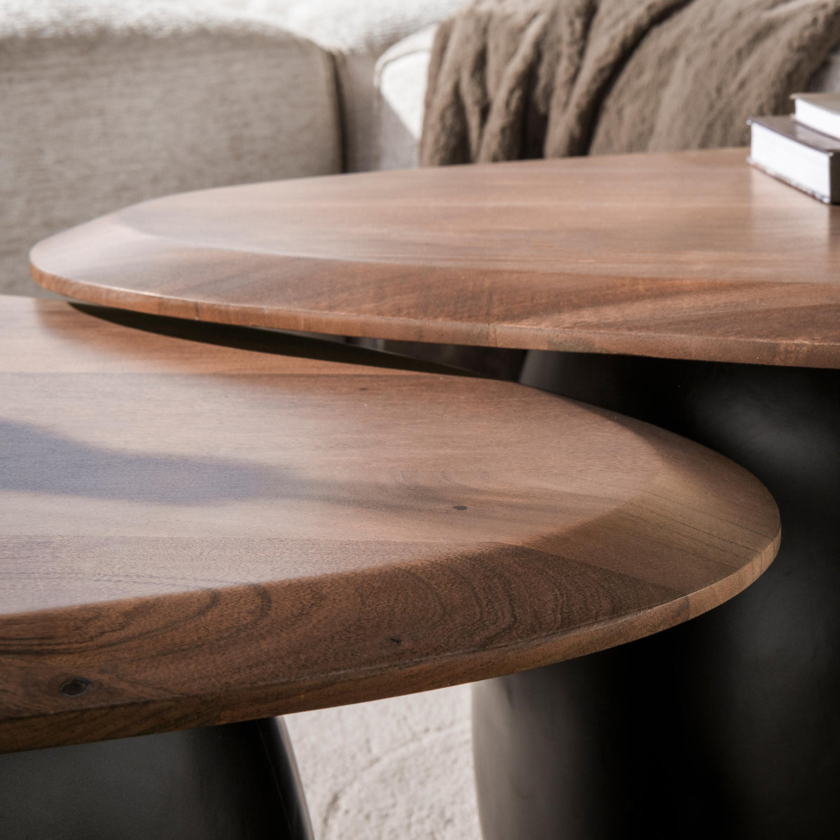Salontafel Melta set van 2 / Massief acacia bruin