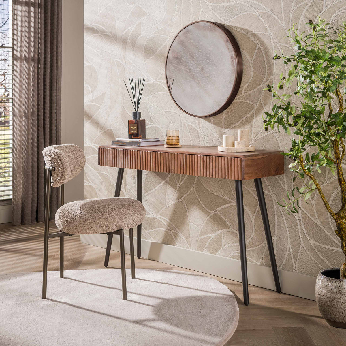 Hal-/kaptafel Carve 3 lades / Massief acacia bruin