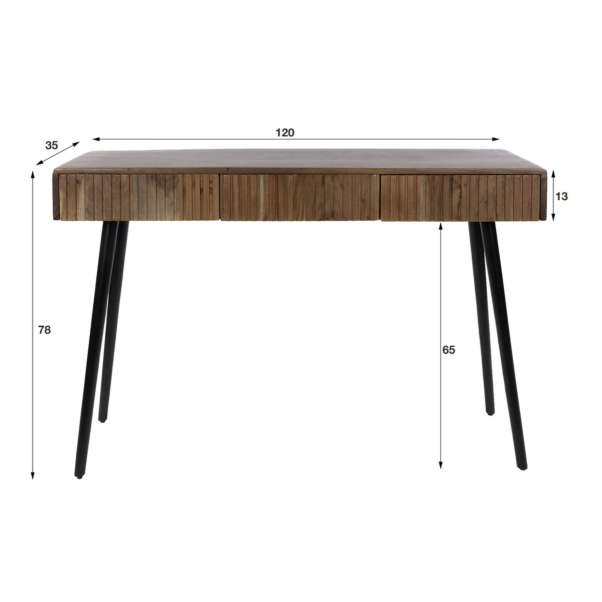 Hal-/kaptafel Carve 3 lades / Massief acacia bruin