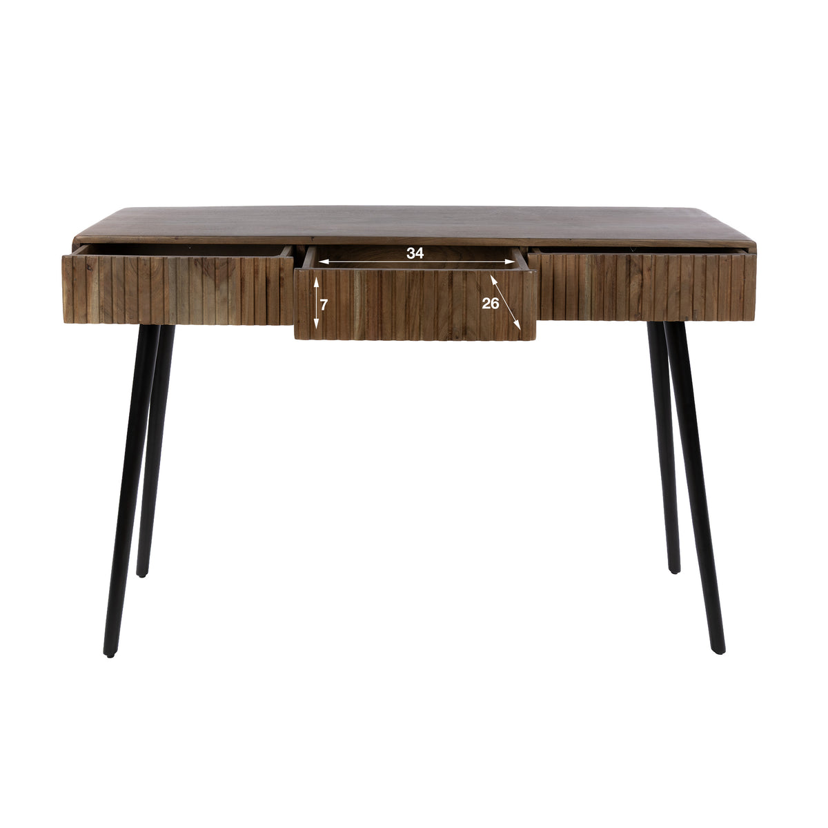 Hal-/kaptafel Carve 3 lades / Massief acacia bruin