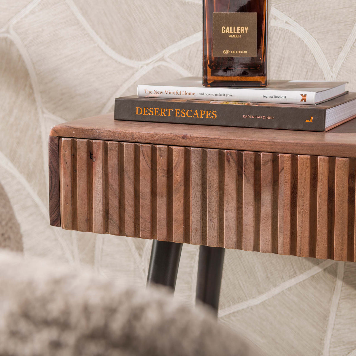 Hal-/kaptafel Carve 3 lades / Massief acacia bruin