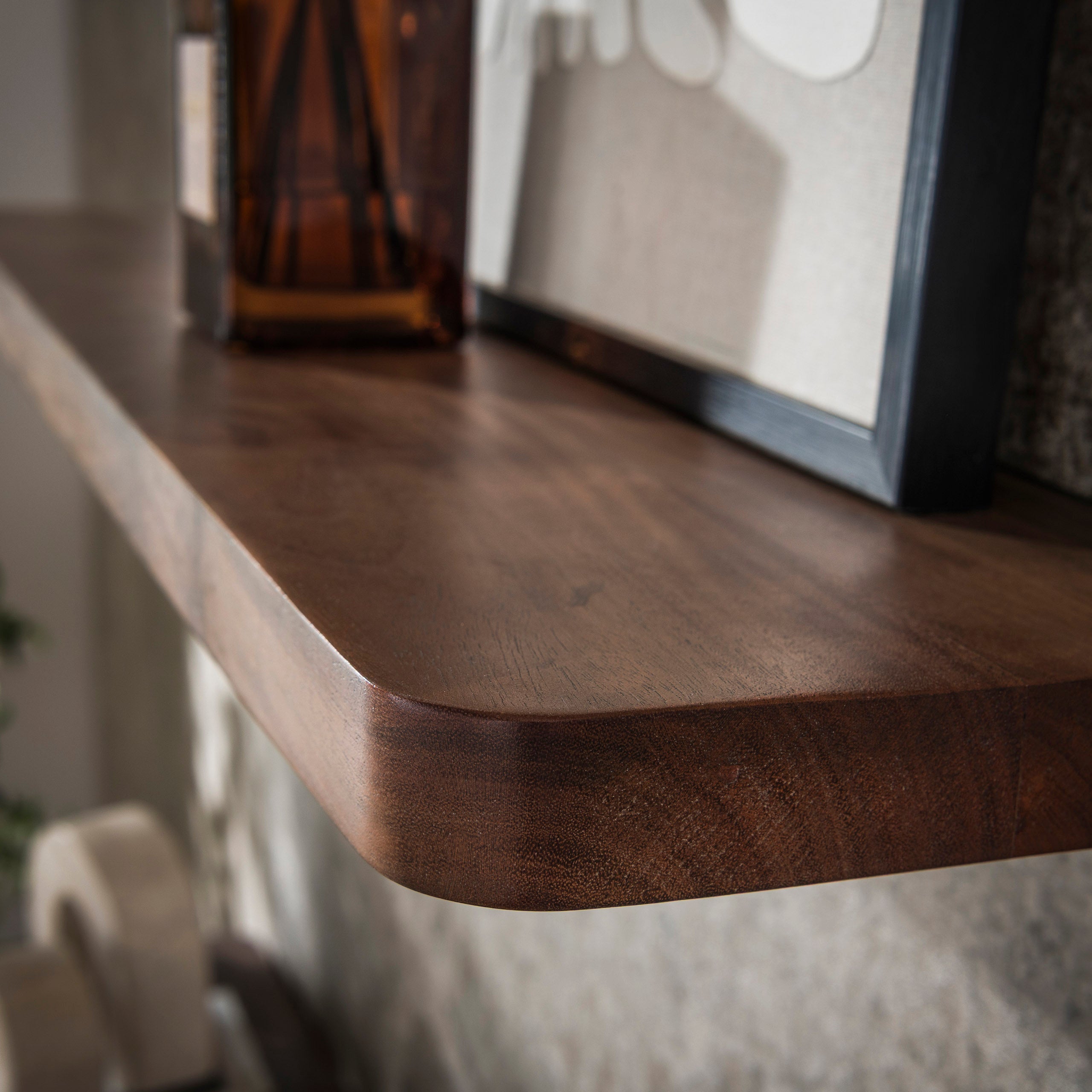 Wandplank Carve 90Cm Massief Acacia Bruin