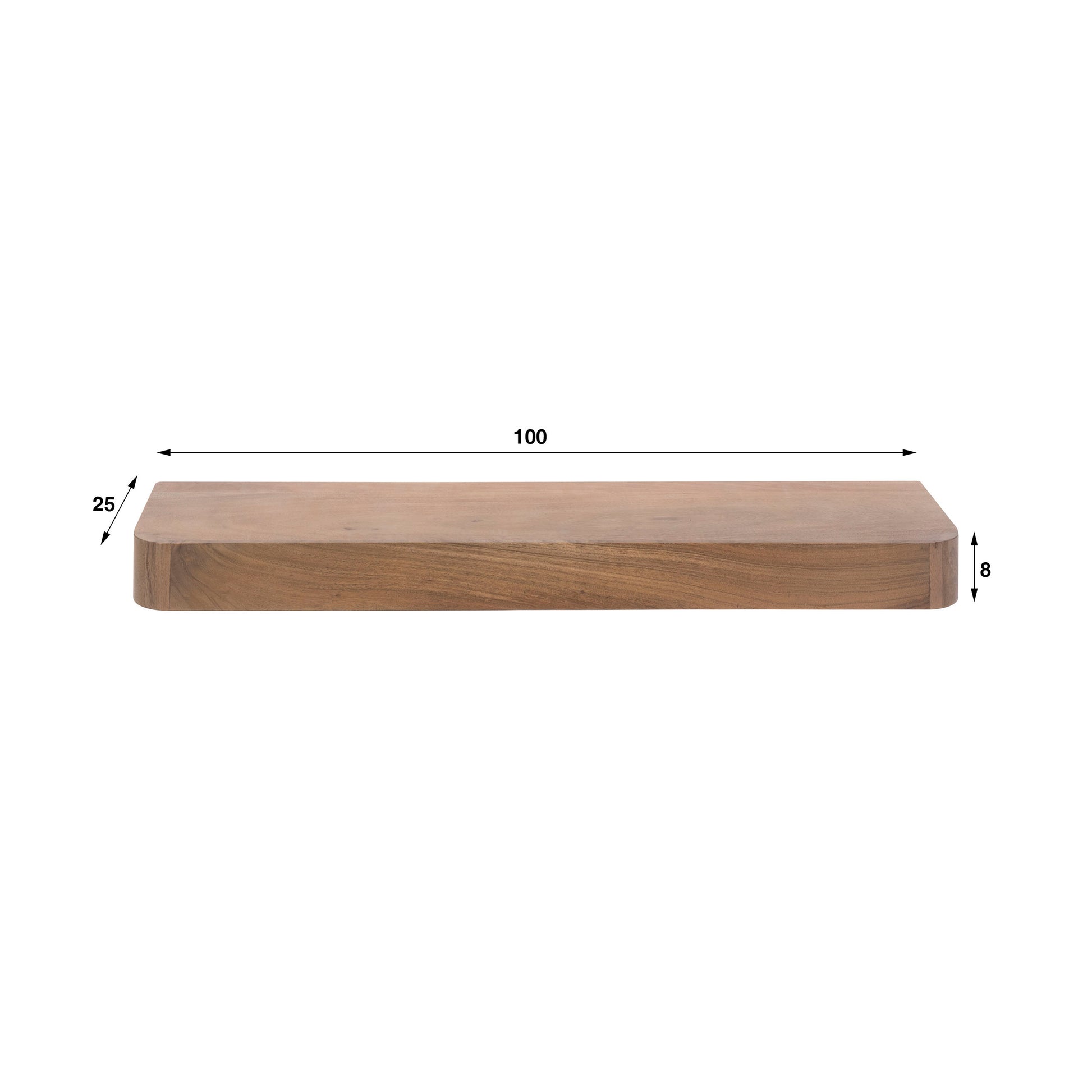 Wandplank Carve 100cm / Massief acacia bruin