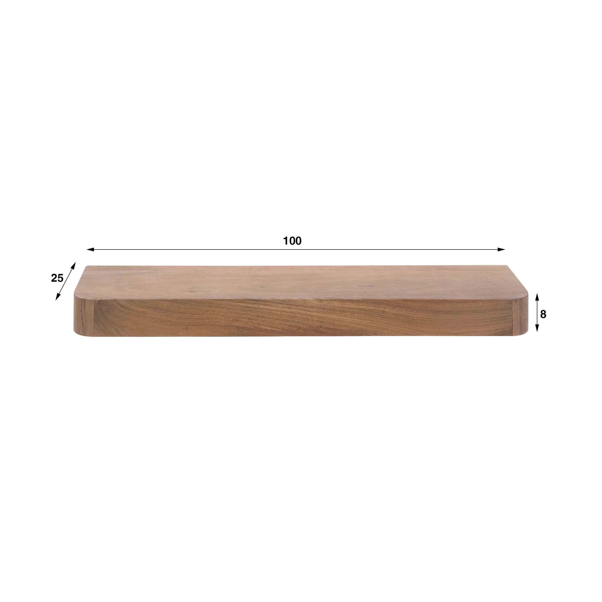 Wandplank Carve 100cm / Massief acacia bruin