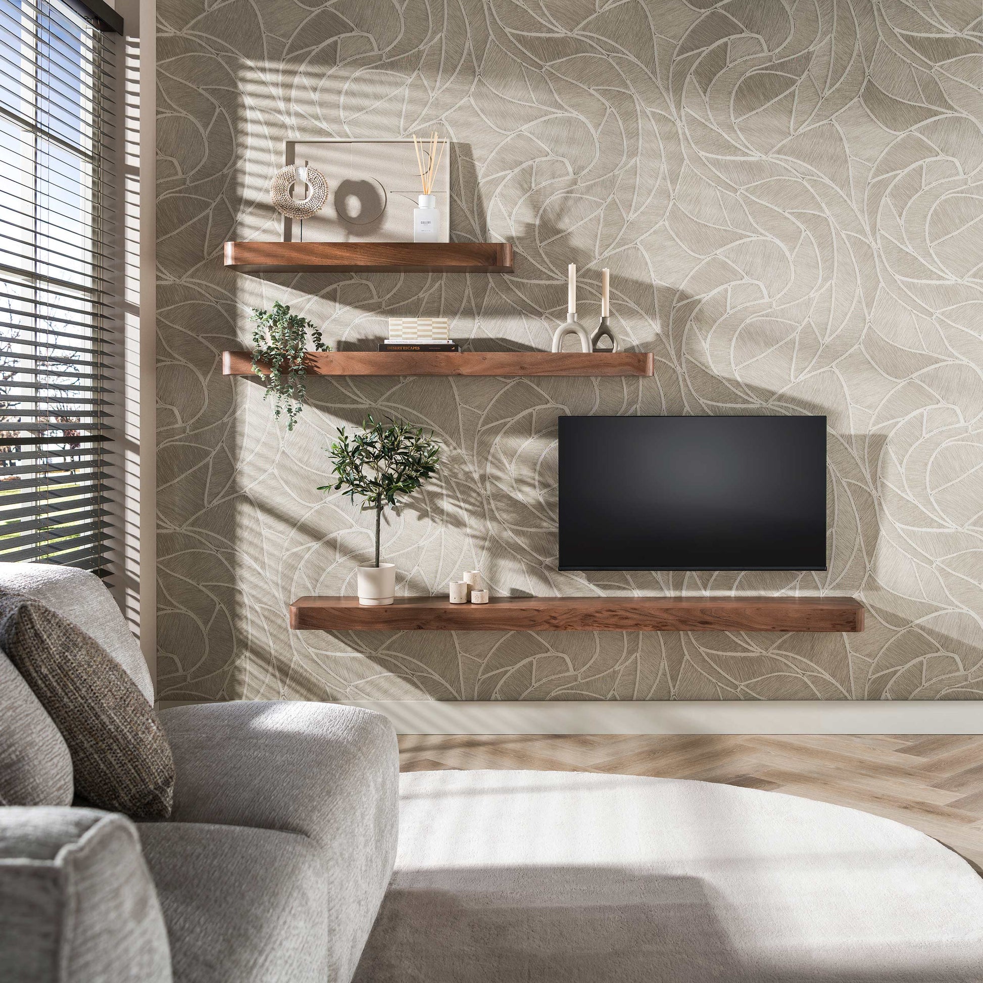 Wandplank Carve 200cm / Massief acacia bruin