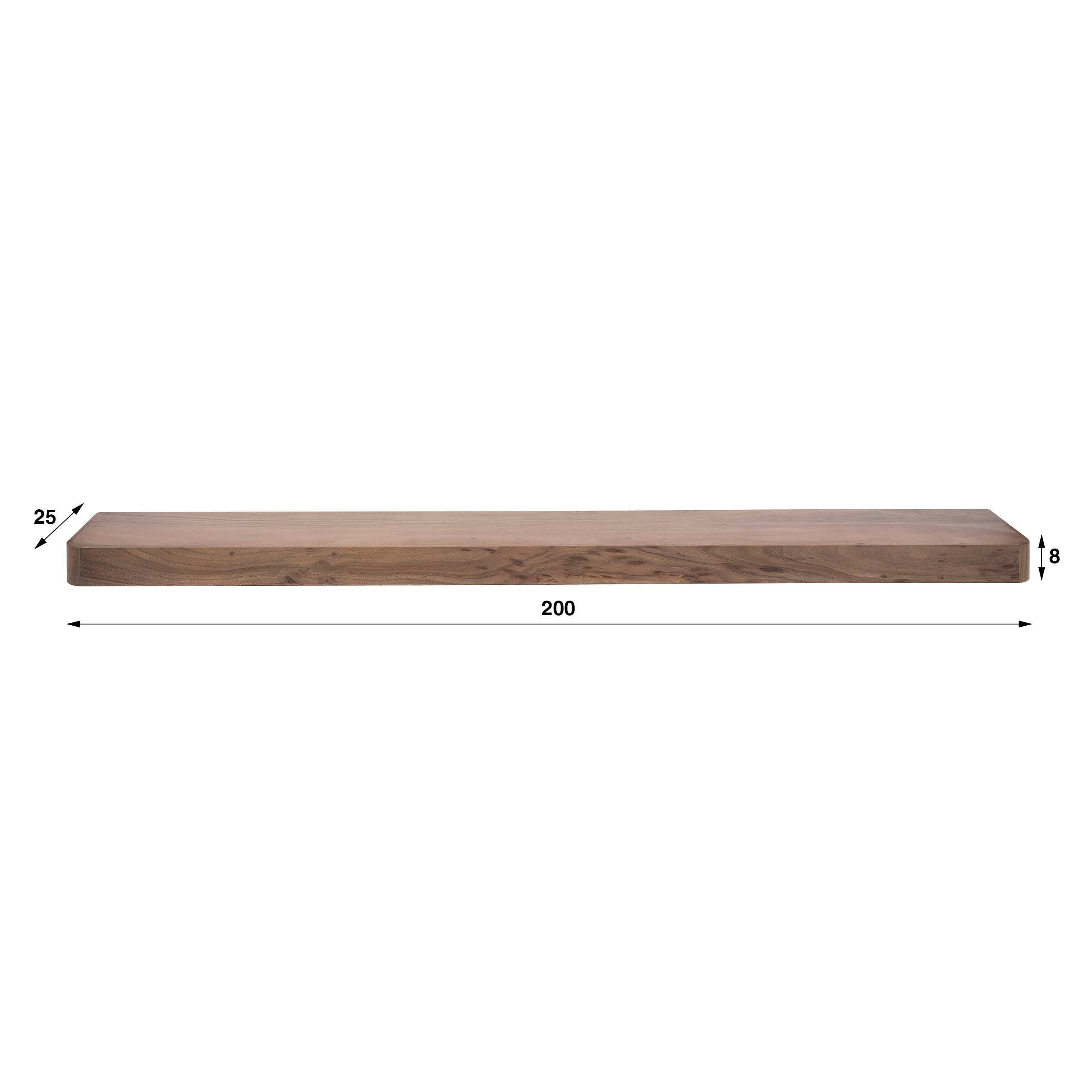 Wandplank Carve 200cm / Massief acacia bruin