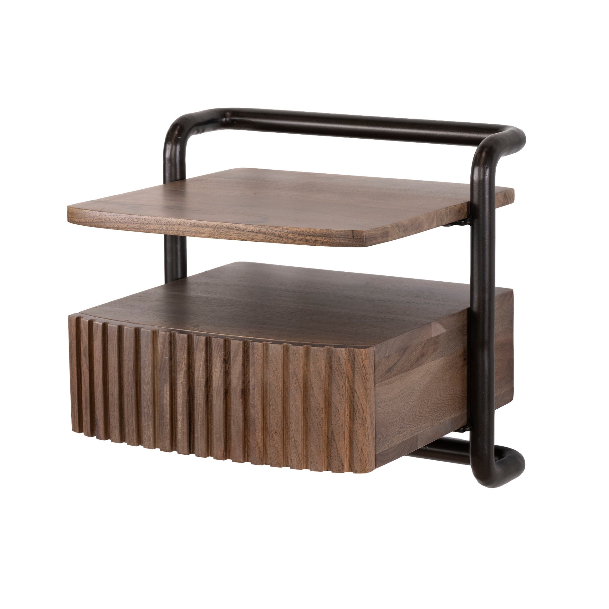 Nachtkastje Linea zwevend 1 lade / Massief acacia bruin