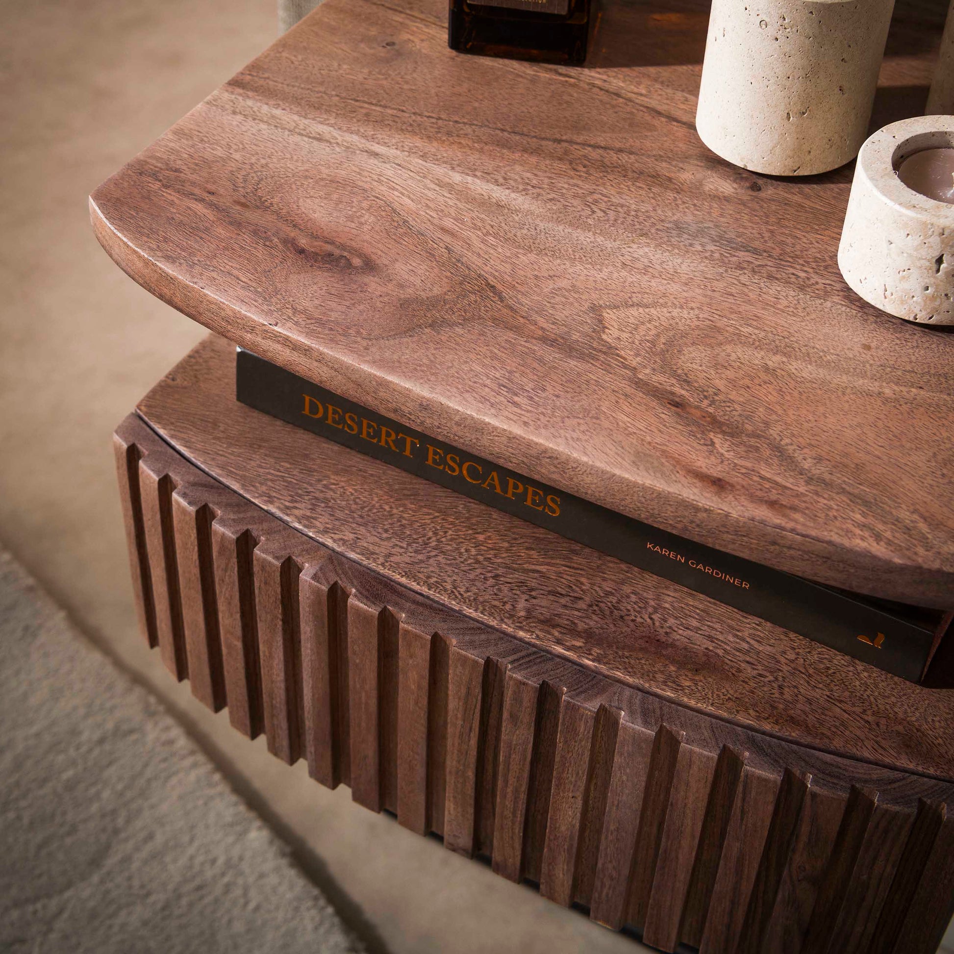 Nachtkastje Linea 1 lade / Massief acacia bruin