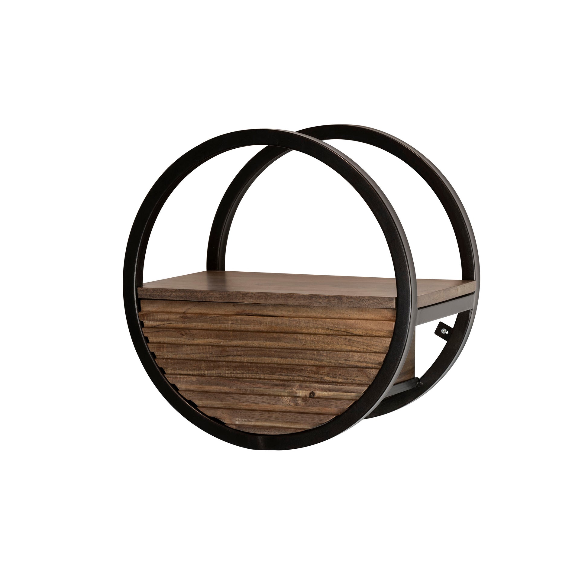 Wandschap Circular 1 lade Ø40cm / Massief acacia bruin