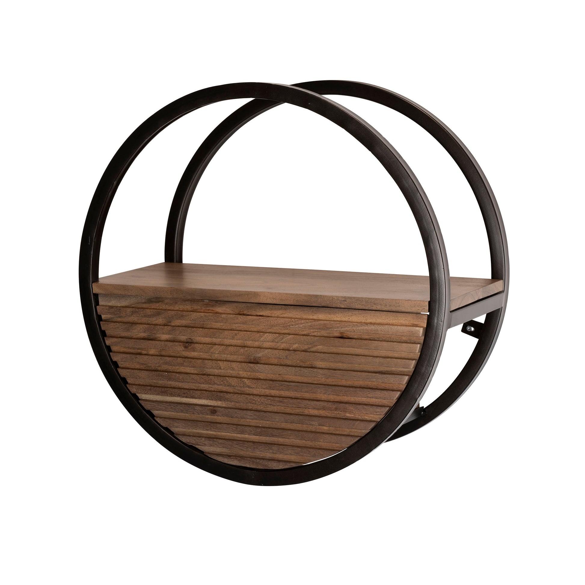 Wandschap Circular 1 lade Ø50cm / Massief acacia bruin