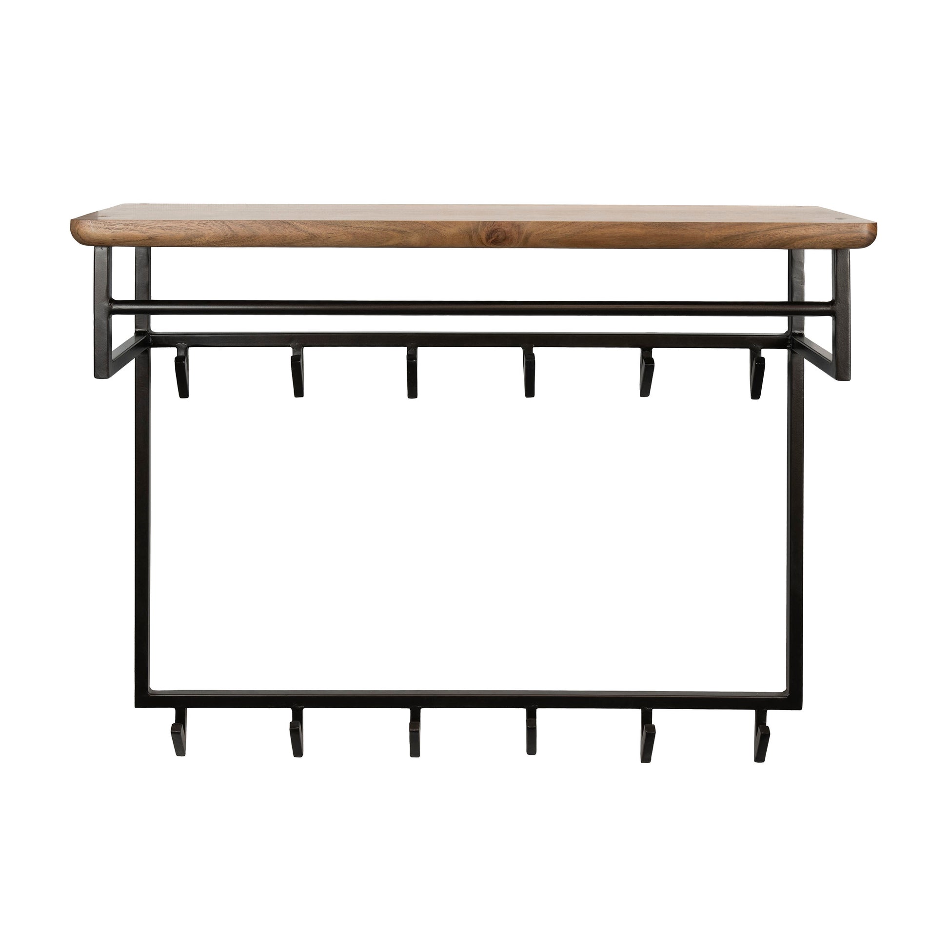 Kapstok Edge Curve hoog 12 haken / Massief acacia bruin